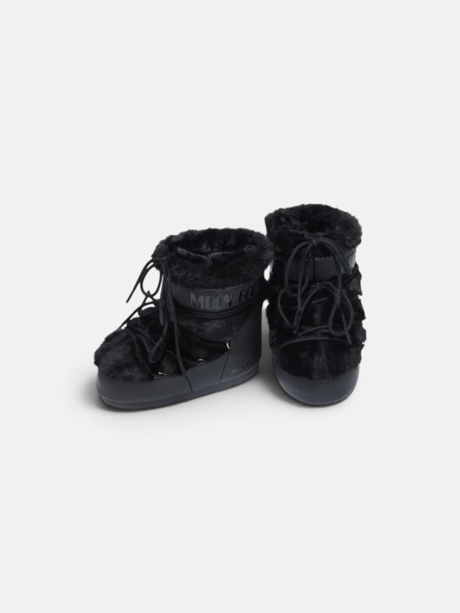 Moon Moon Boot Icon Low Faux-Fur Boots Black – close-up detail view in premium quality with AA+ craftsmanship