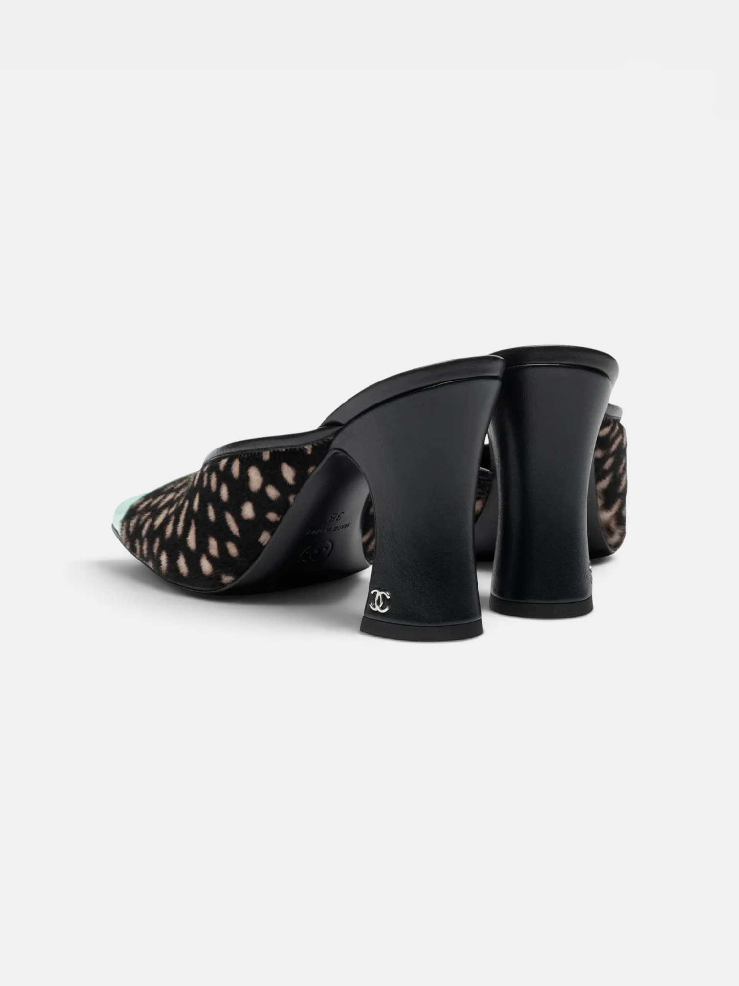 Chanel Chanel Mules in Lambskin & Patent Calfskin  in Black – side profile view in premium quality with AA+ craftsmanship