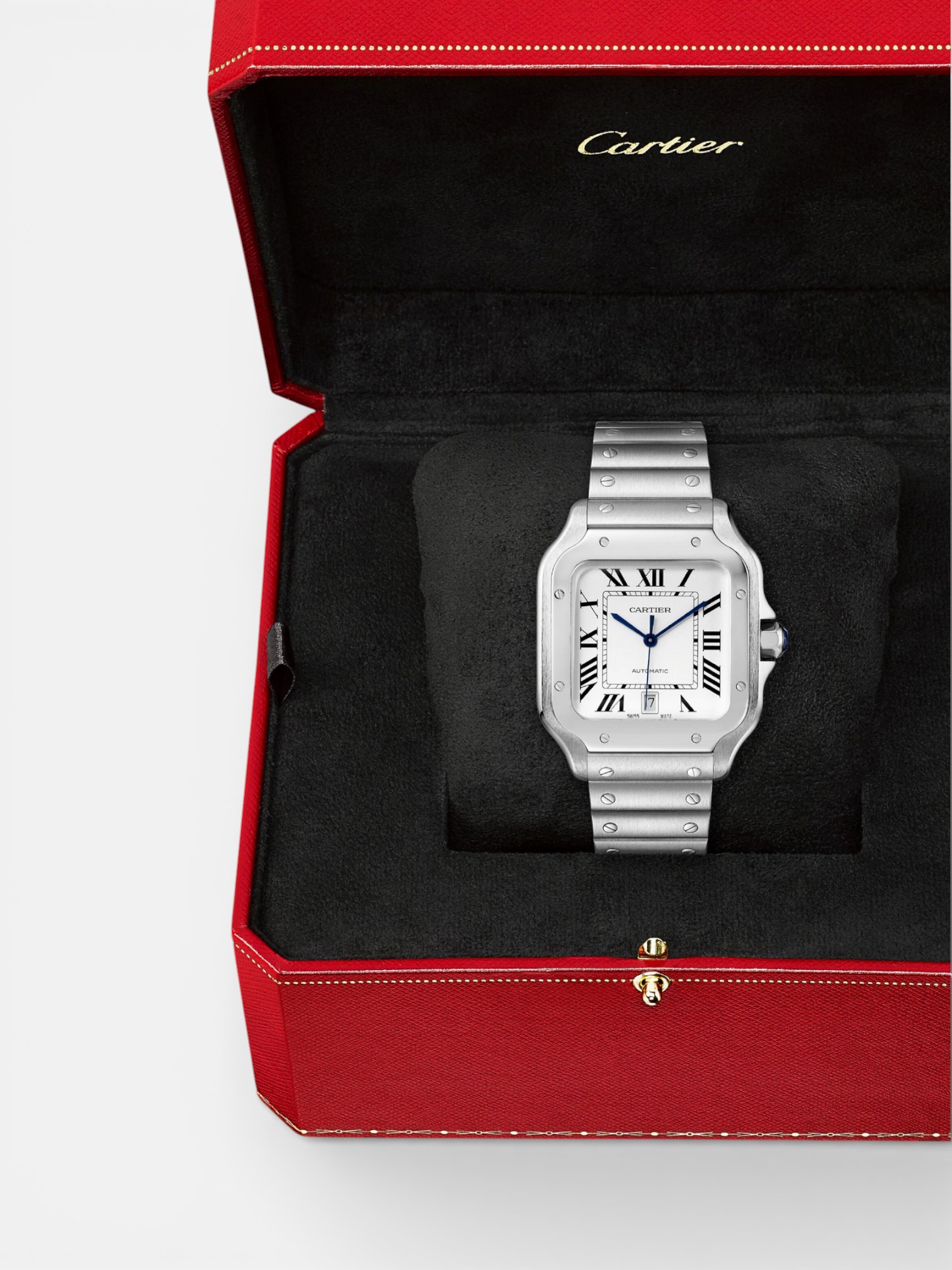 Cartier Cartier Santos Watch White Dial – detail view in premium quality with AA+ craftsmanship