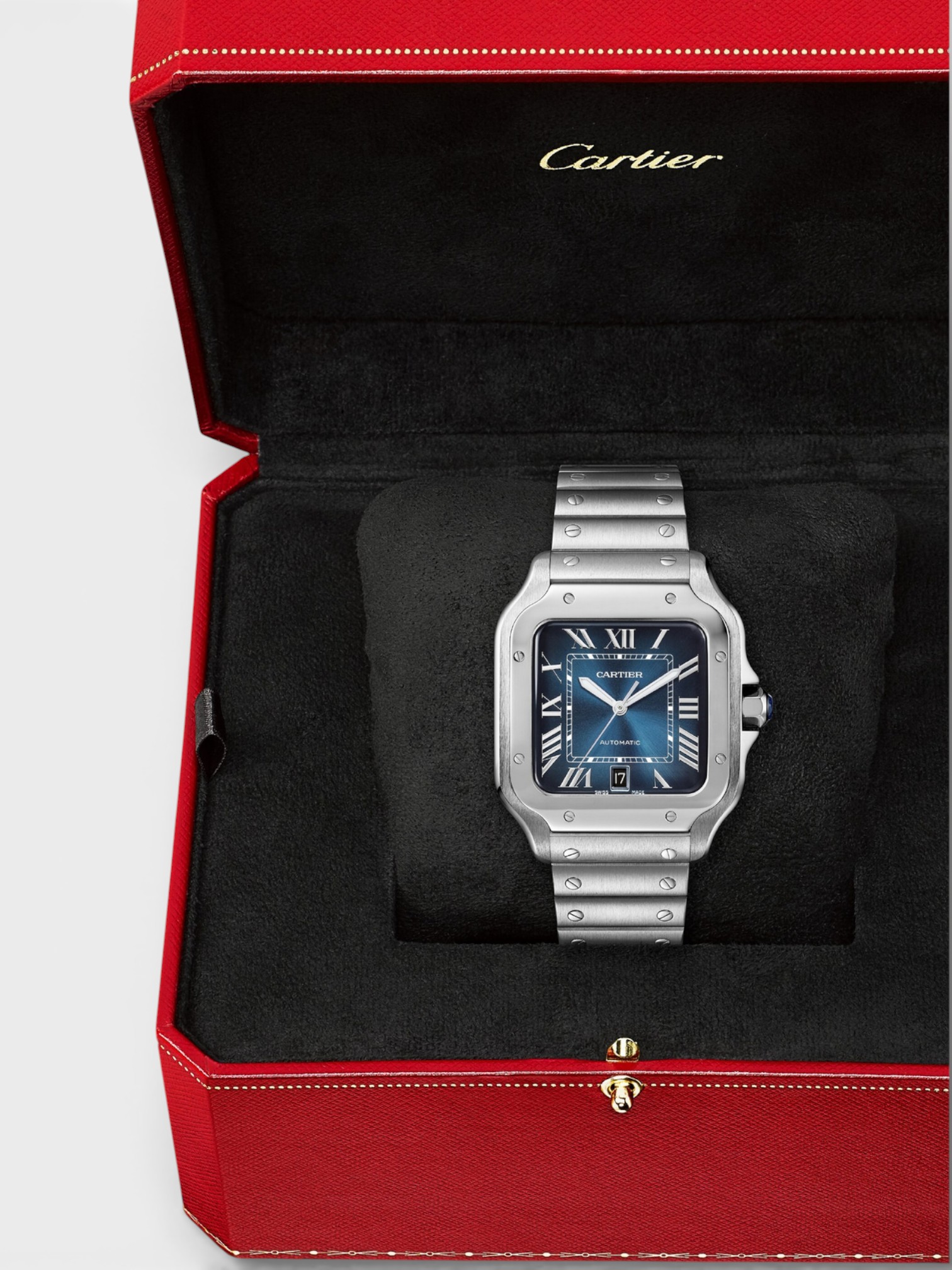 Cartier Cartier Santos Watch Blue Dial – detail view in premium quality with AA+ craftsmanship