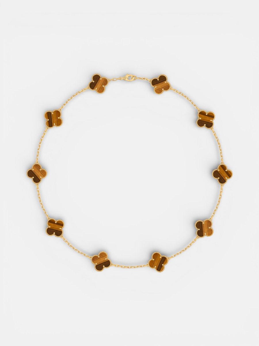 Van Cleef Alhambra Necklace Gold Tiger Eye - Preview