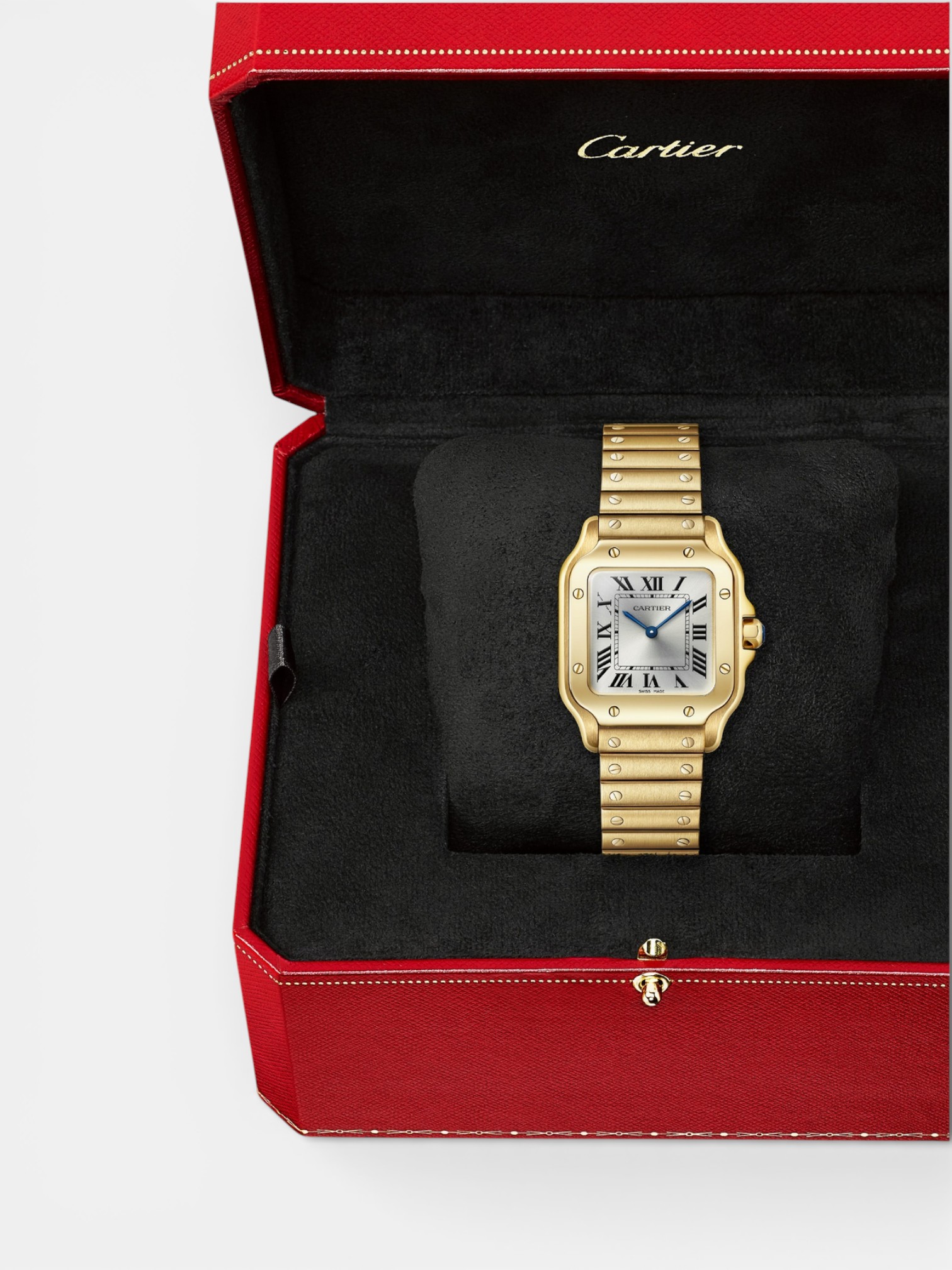 Cartier Cartier Santos Watch Gold Silver – detail view in premium quality with AA+ craftsmanship