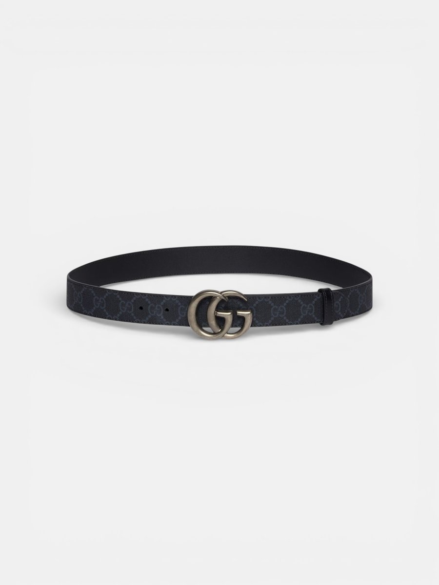 Gucci GG Marmont Thin Belt Black Supreme Canvas