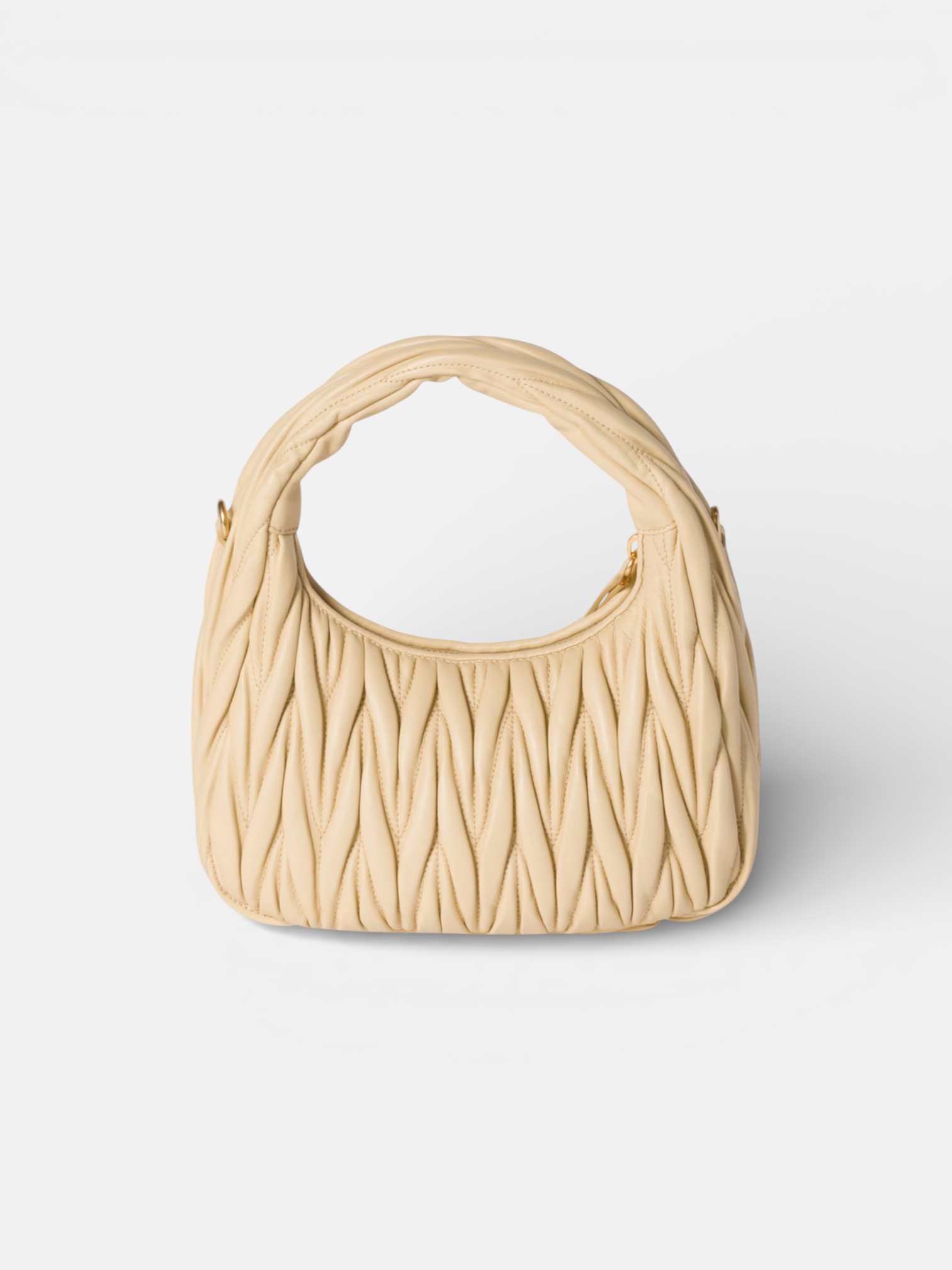 MiuMiu MiuMiu Wander Leather Bag Vanilla – close-up detail view in premium quality with AA+ craftsmanship