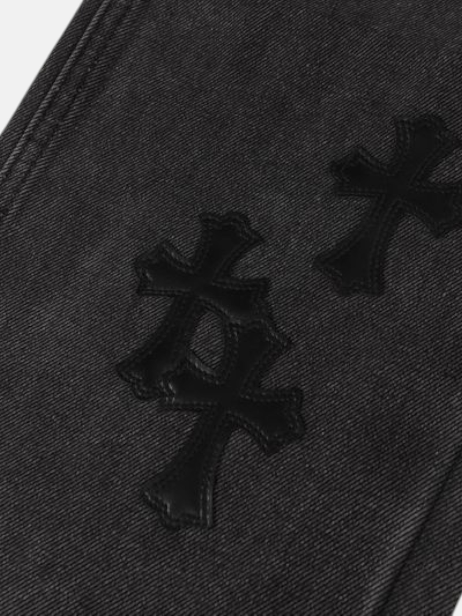 Chrome Chrome Hearts Ghost Cross Jeans Black – detail view in premium quality with AA+ craftsmanship