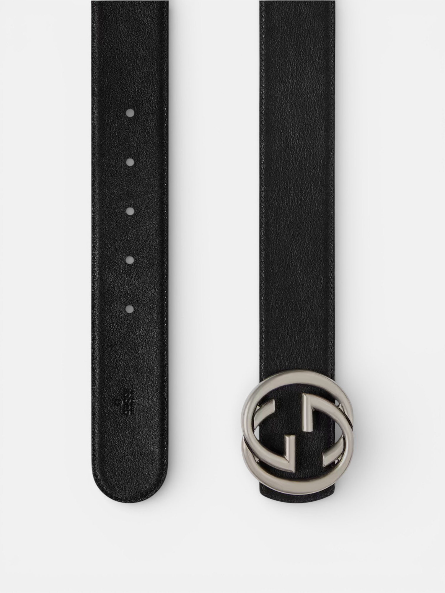 Gucci Gucci Reversible Belt with Interlocking G Buckle Black Leather – detail view in premium quality with AA+ craftsmanship