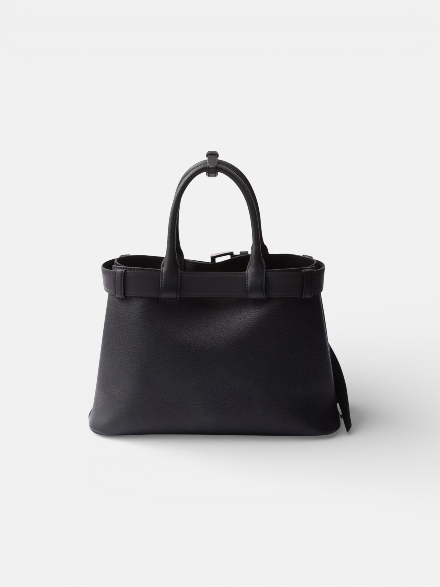 Prada Prada Buckle Small Leather Handbag Black – close-up detail view in premium quality with AA+ craftsmanship