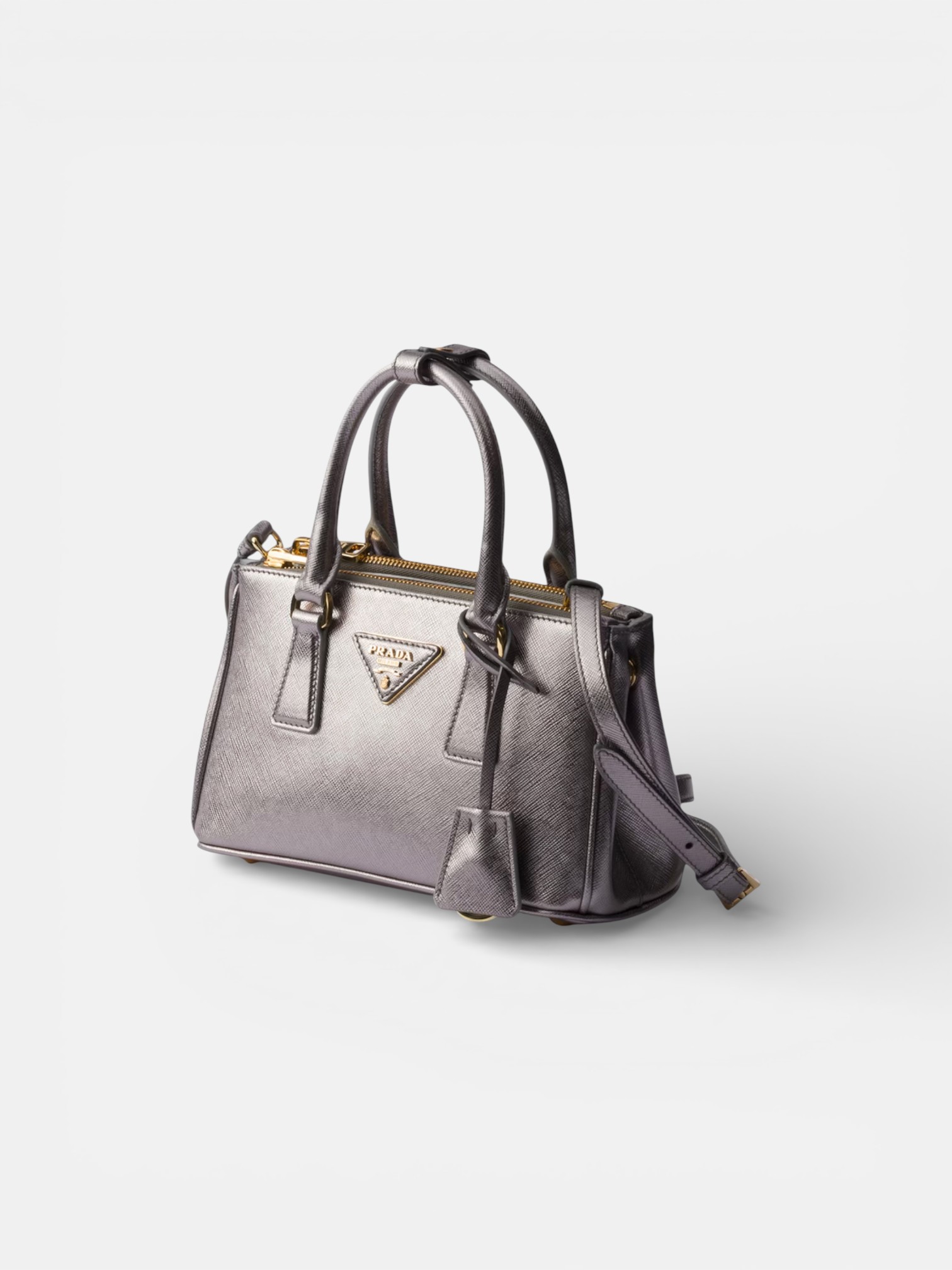 Prada Prada Galleria Saffiano Mini-Bag Chrome – side profile view in premium quality with AA+ craftsmanship