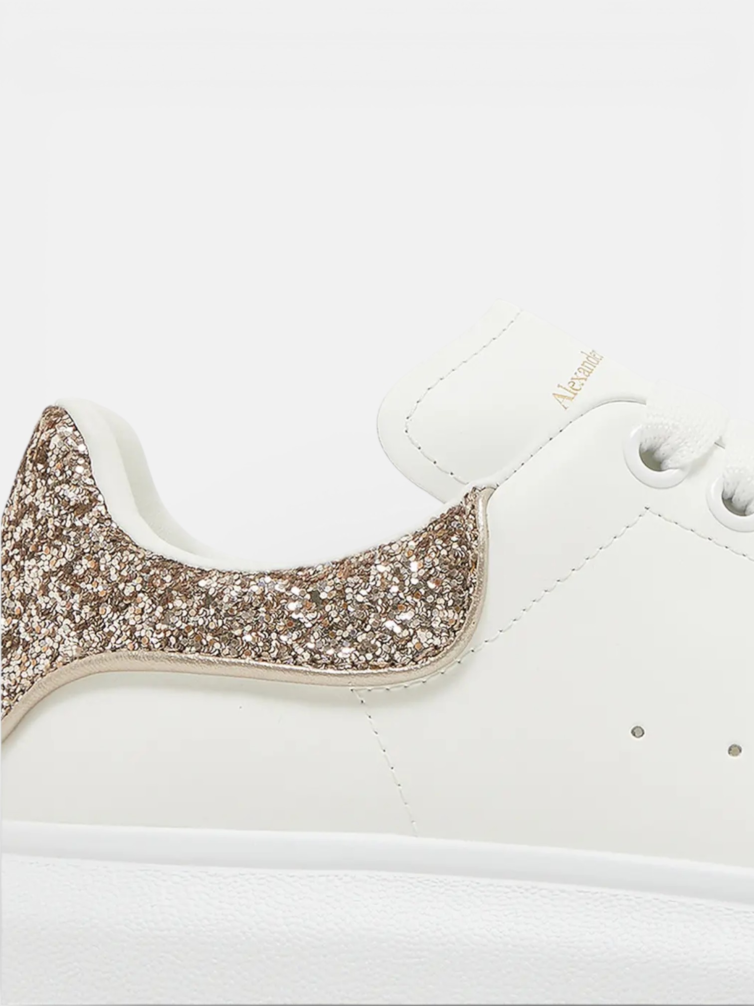Alexander Alexander McQueen Sneaker White Calico Glitter – side profile view in premium quality with AA+ craftsmanship