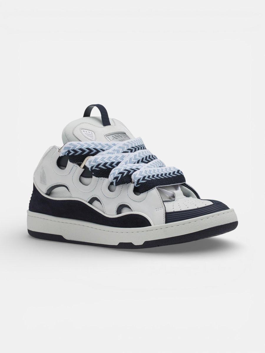 Lanvin Curb Sneaker White Navy Blue - Preview