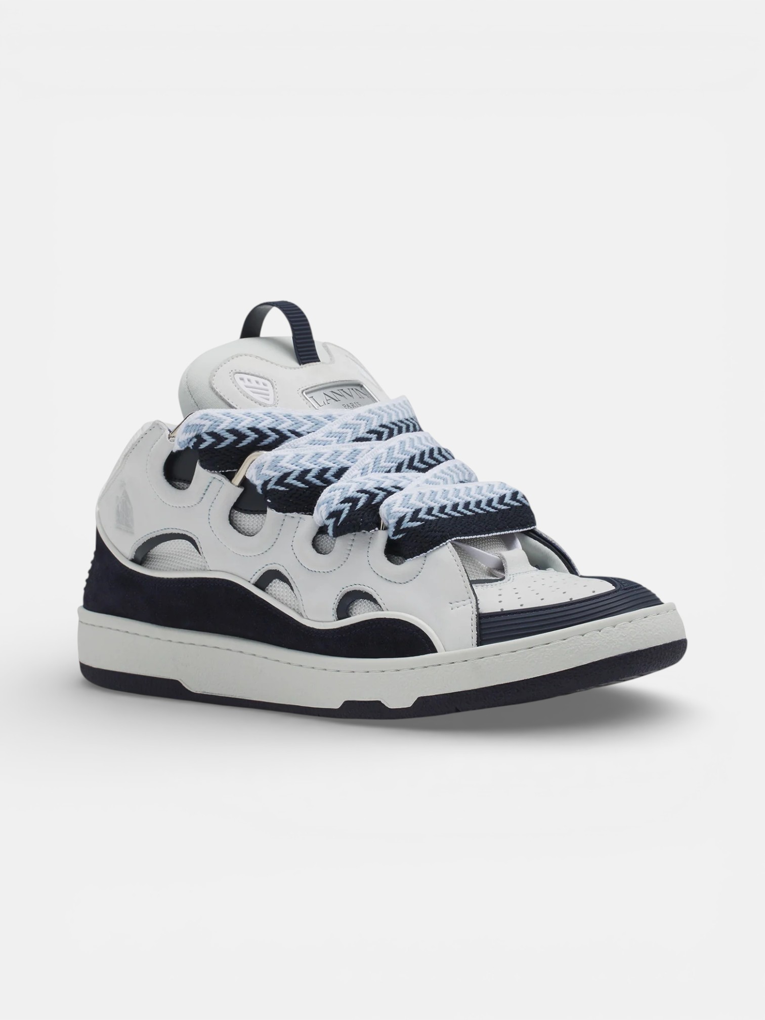 Lanvin Lanvin Curb Sneaker White Navy Blue – side profile view in premium quality with AA+ craftsmanship