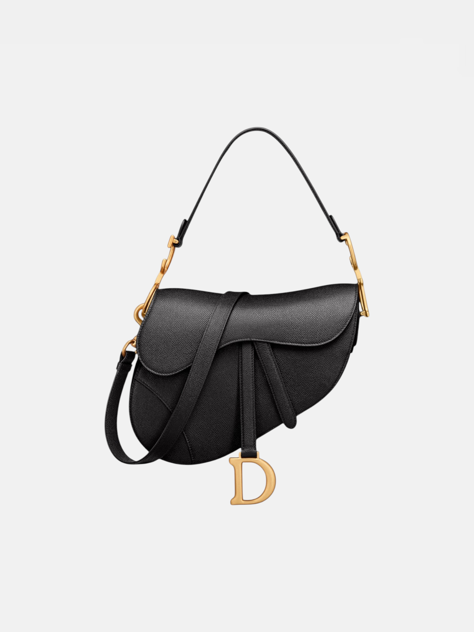 Dior Dior Saddle Bag Grained Black – side profile view in premium quality with AA+ craftsmanship