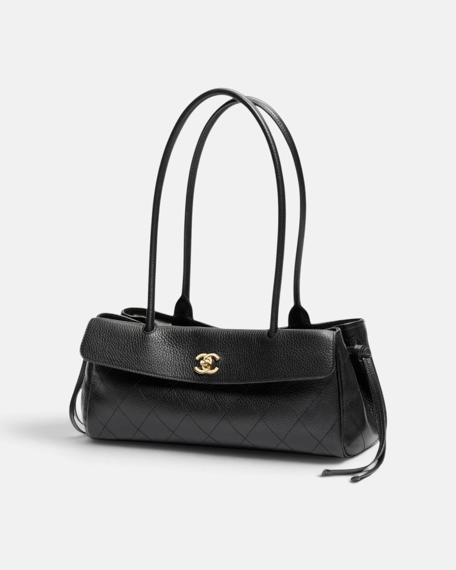 Chanel Small Tote Grained Calfskin & Gold-Tone Metal Black - Preview