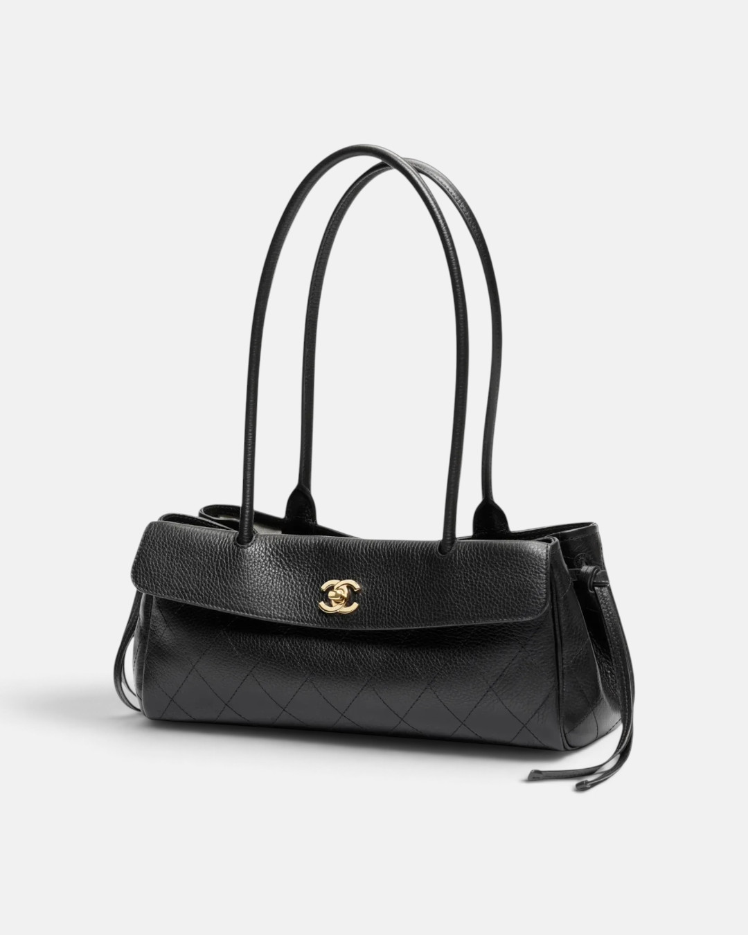 Chanel Chanel Small Tote Grained Calfskin & Gold-Tone Metal Black – side profile view in premium quality with AA+ craftsmanship