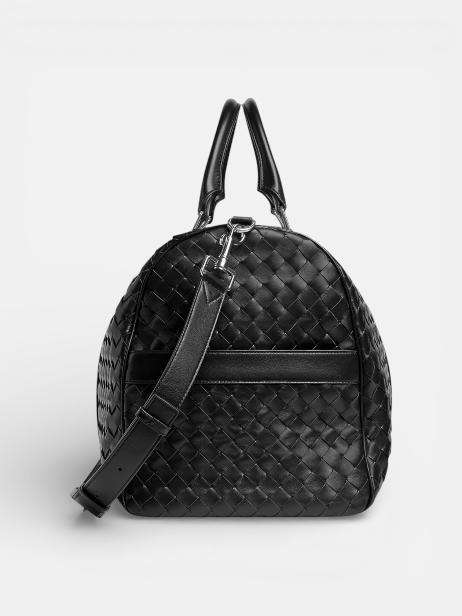 Bottega Bottega Veneta Intrecciato Cabin Duffle Black – close-up detail view in premium quality with AA+ craftsmanship
