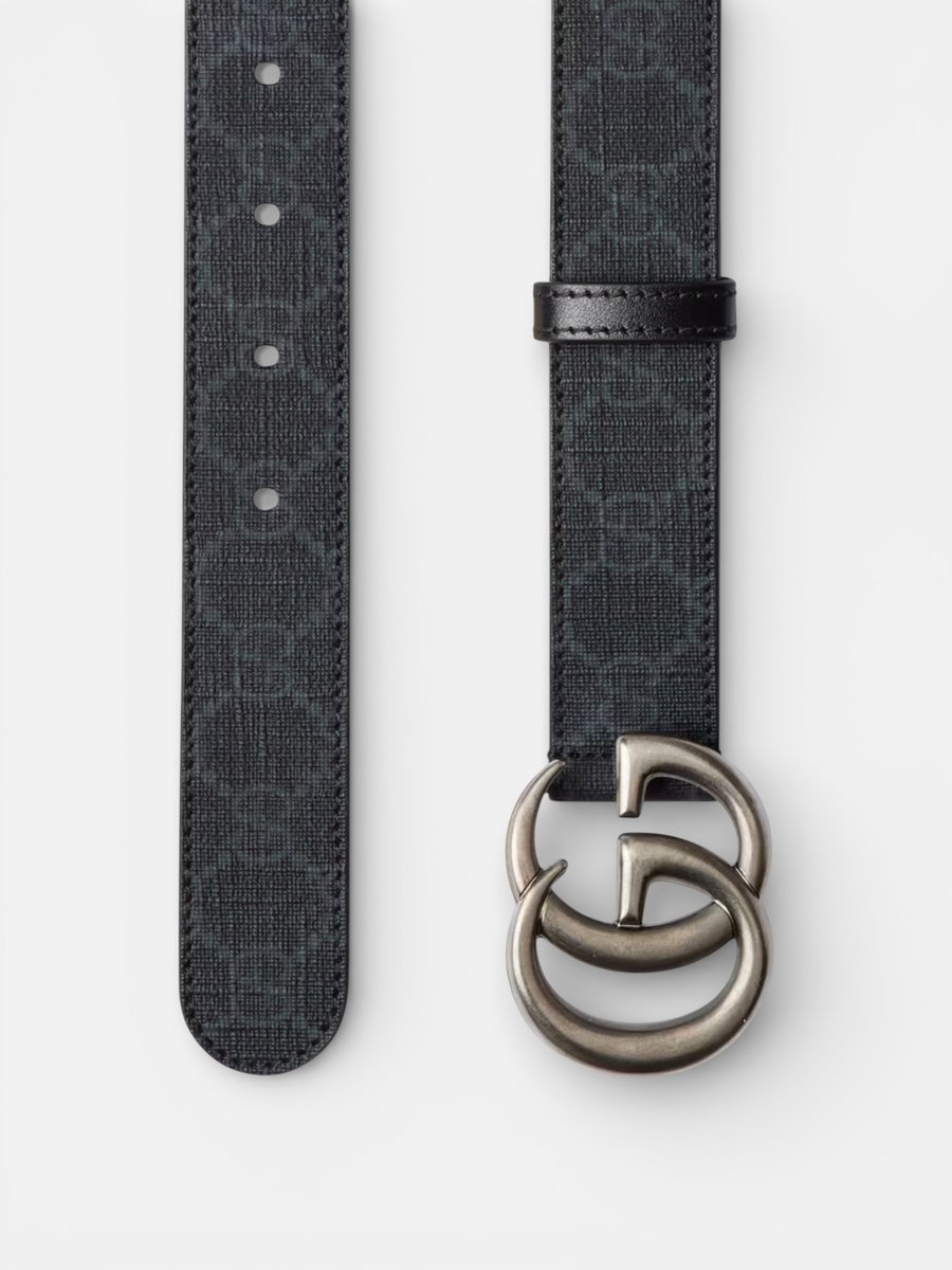 Gucci GG Marmont Thin Belt Black Supreme Canvas - Preview