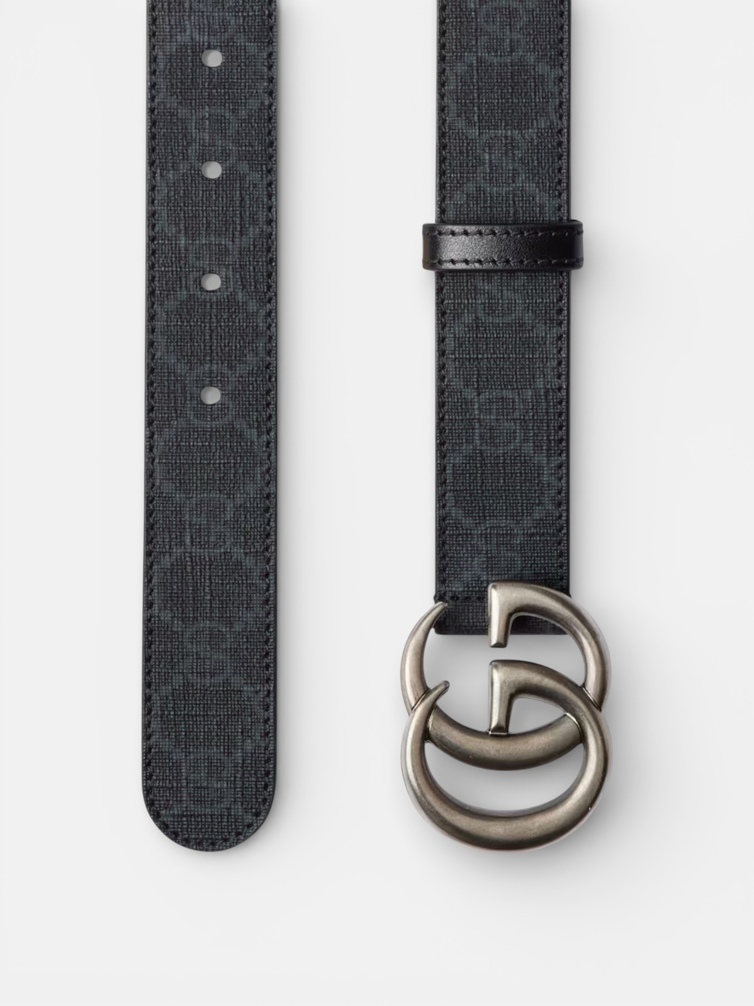 Gucci Gucci GG Marmont Thin Belt Black Supreme Canvas – side profile view in premium quality with AA+ craftsmanship