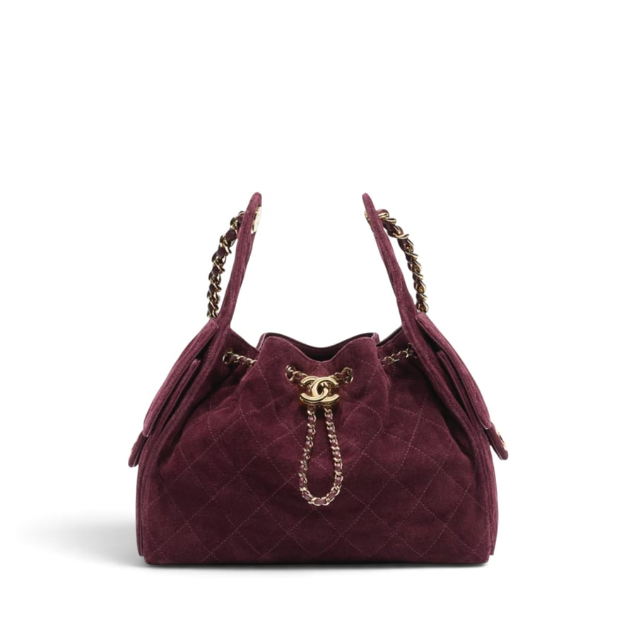 Chanel 25 Small Handbag Suede Calfskin & Gold-Tone Metal Burgundy