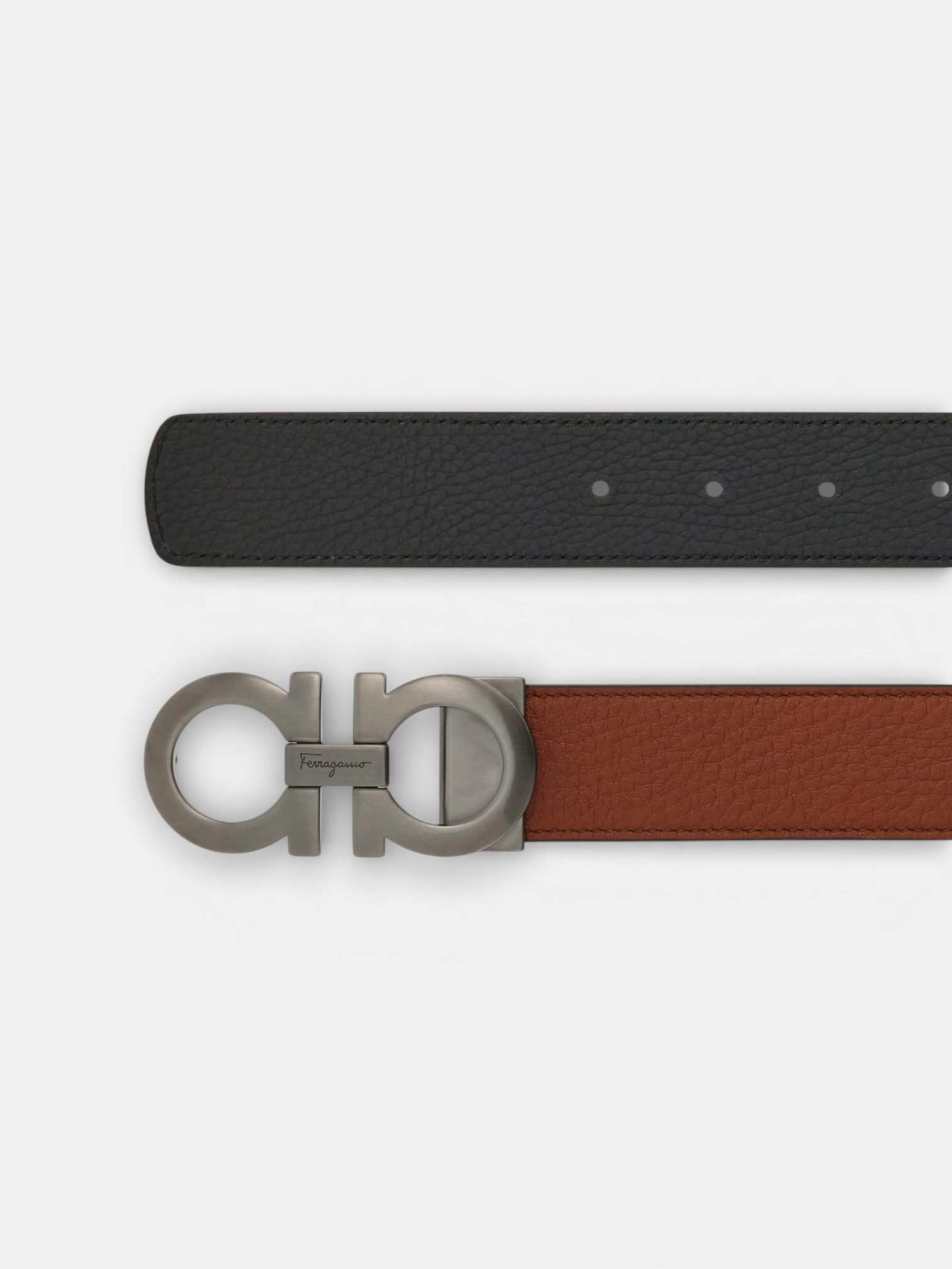 Ferregamo Ferregamo Reversible and Adjustable Belt Cappucino Black – side profile view in premium quality with AA+ craftsmanship