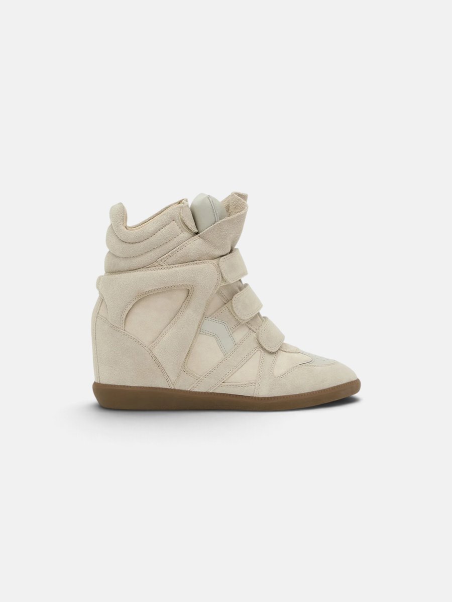 Isabel Marant Bekett Leather Wedge Sneakers Ecru