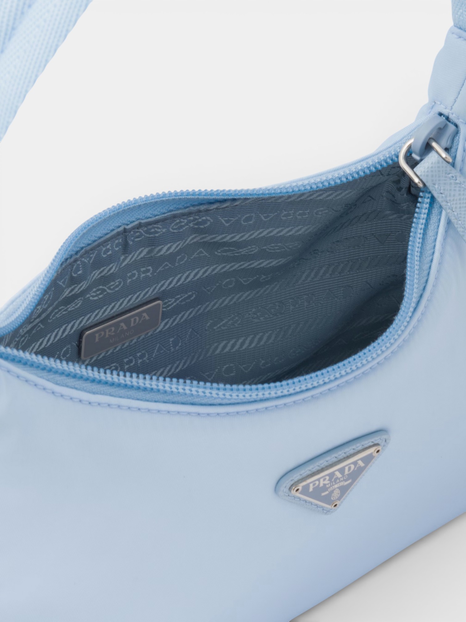 Prada Prada Re-Edition 2000 Mini-Bag Icy-Blue – back view in premium quality with AA+ craftsmanship