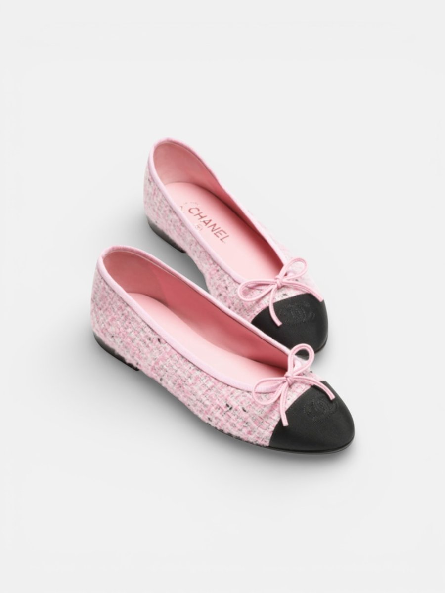 Chanel Ballet Flats Grosgrain Pink Black - Preview