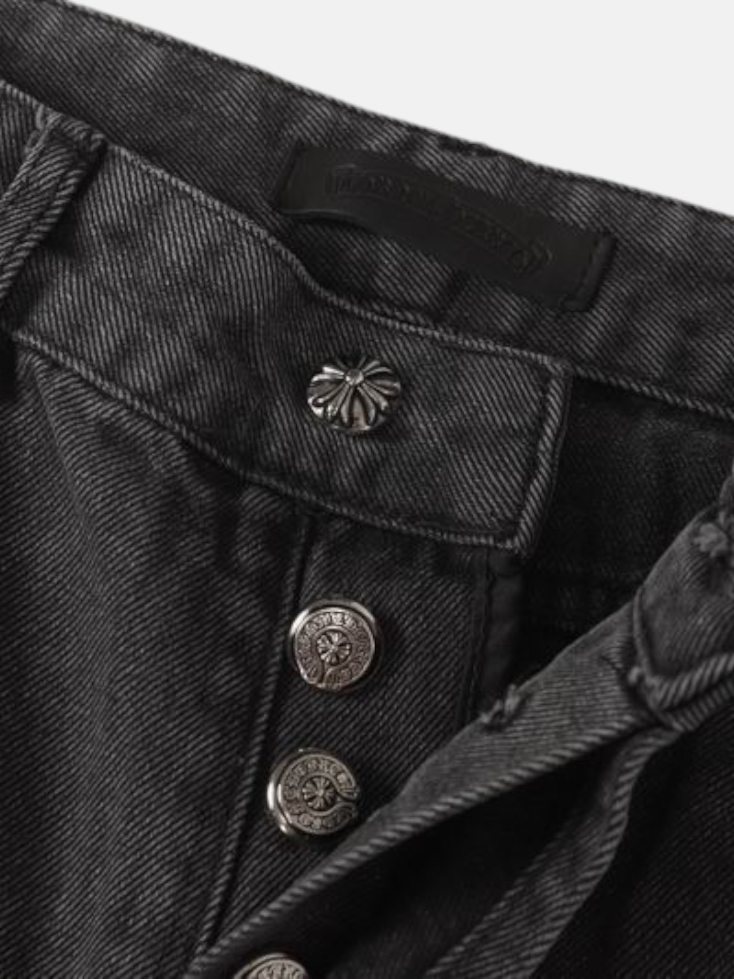 Chrome Chrome Hearts Ghost Cross Jeans Black – detail view in premium quality with AA+ craftsmanship