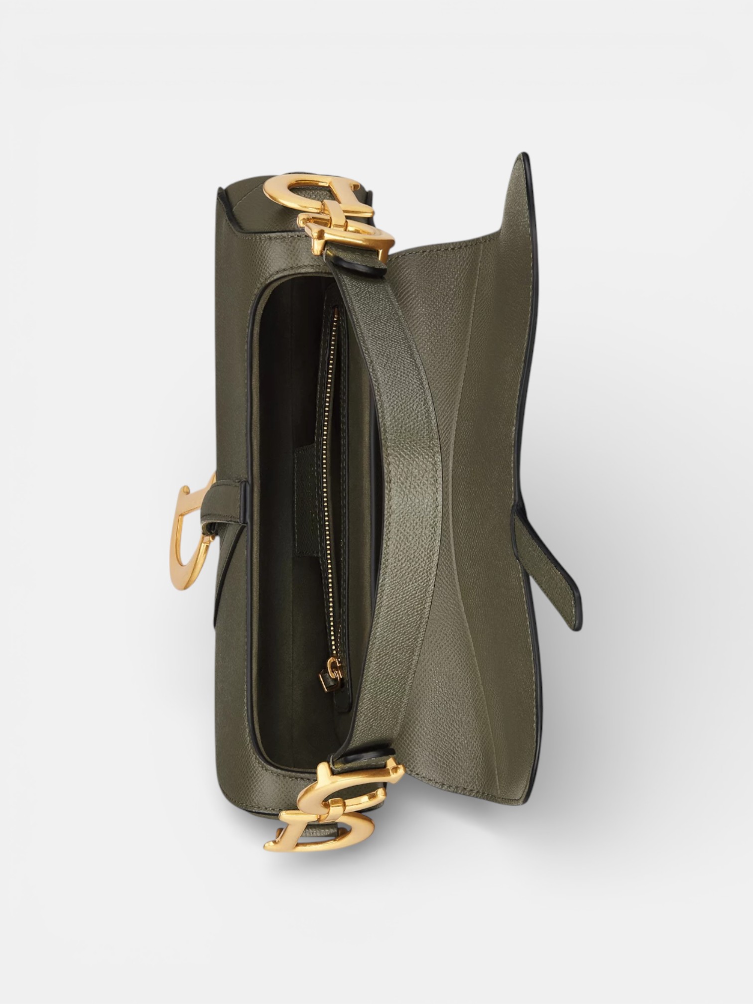 Dior Dior Saddle Bag Grained Olive Green – close-up detail view in premium quality with AA+ craftsmanship