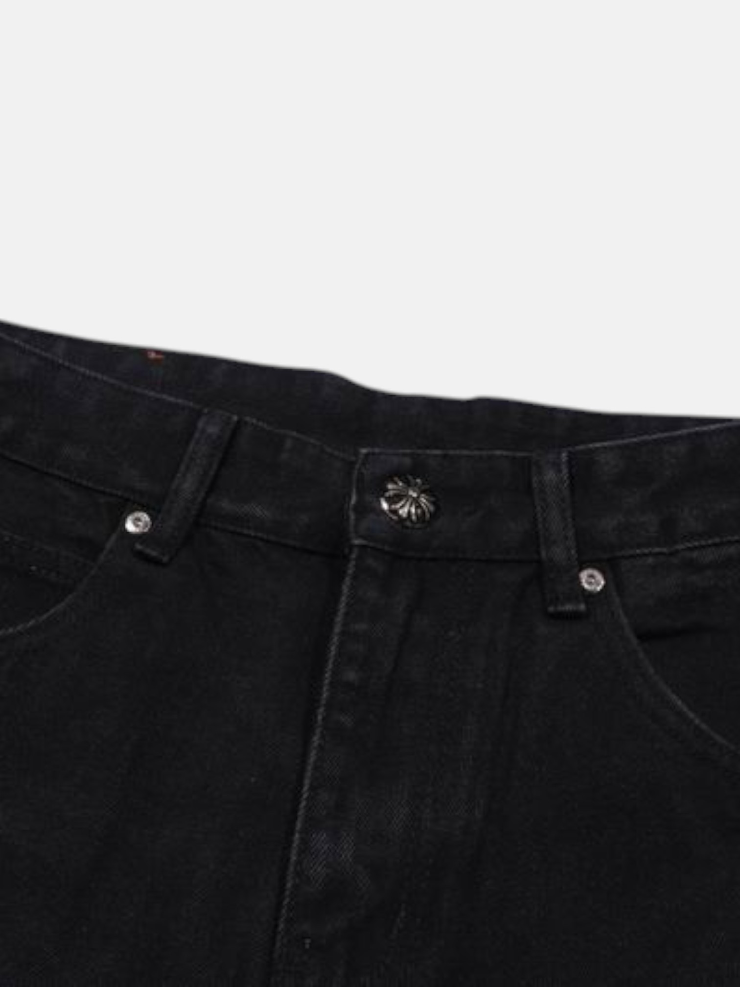 Chrome Chrome Hearts Dual-Tone Cross Jeans Black – back view in premium quality with AA+ craftsmanship