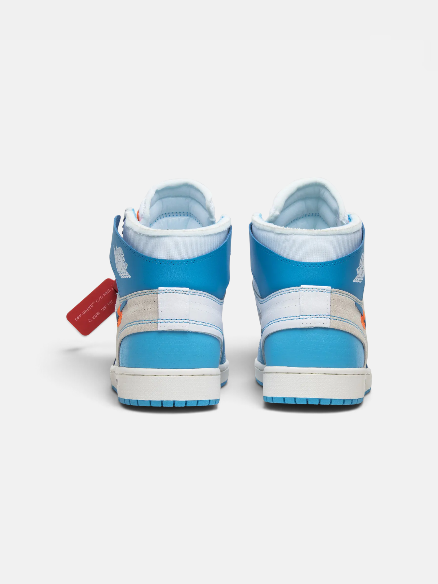 Off-White Off-White x Air Jordan 1 Retro High UNC – back view in premium quality with AA+ craftsmanship