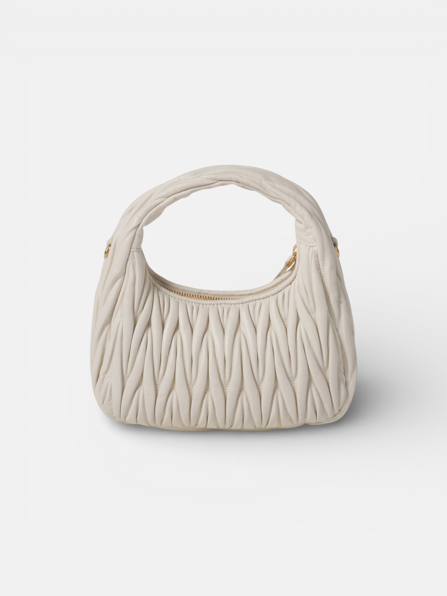 MiuMiu MiuMiu Wander Leather Bag White – close-up detail view in premium quality with AA+ craftsmanship