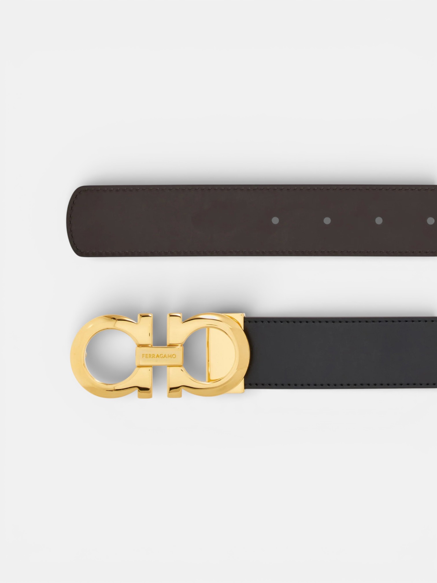 Ferregamo Ferregamo Reversible and Adjustable Belt Black Hickory – side profile view in premium quality with AA+ craftsmanship