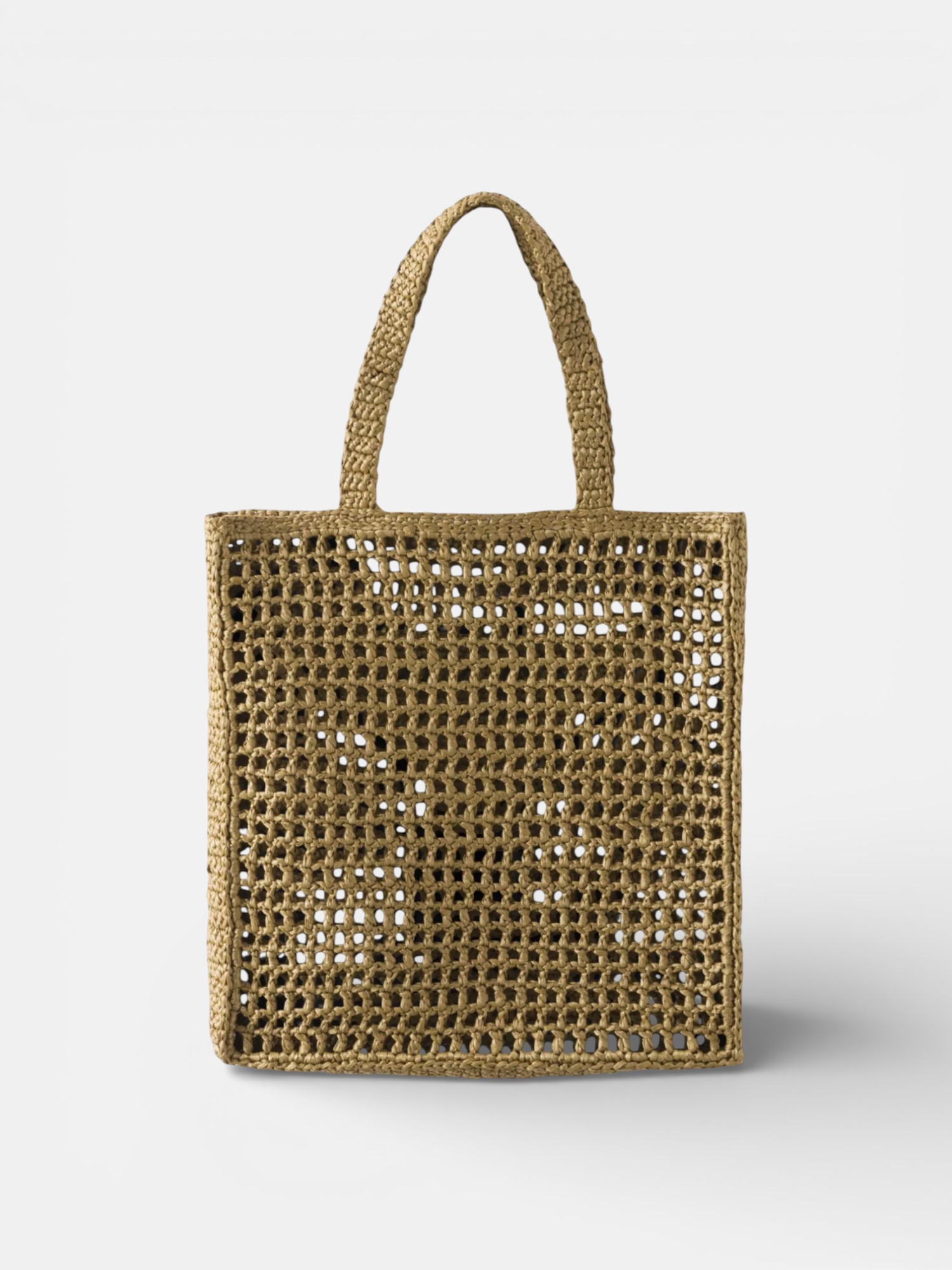 Prada Prada Crochet Tote Bag Olive Green – side profile view in premium quality with AA+ craftsmanship