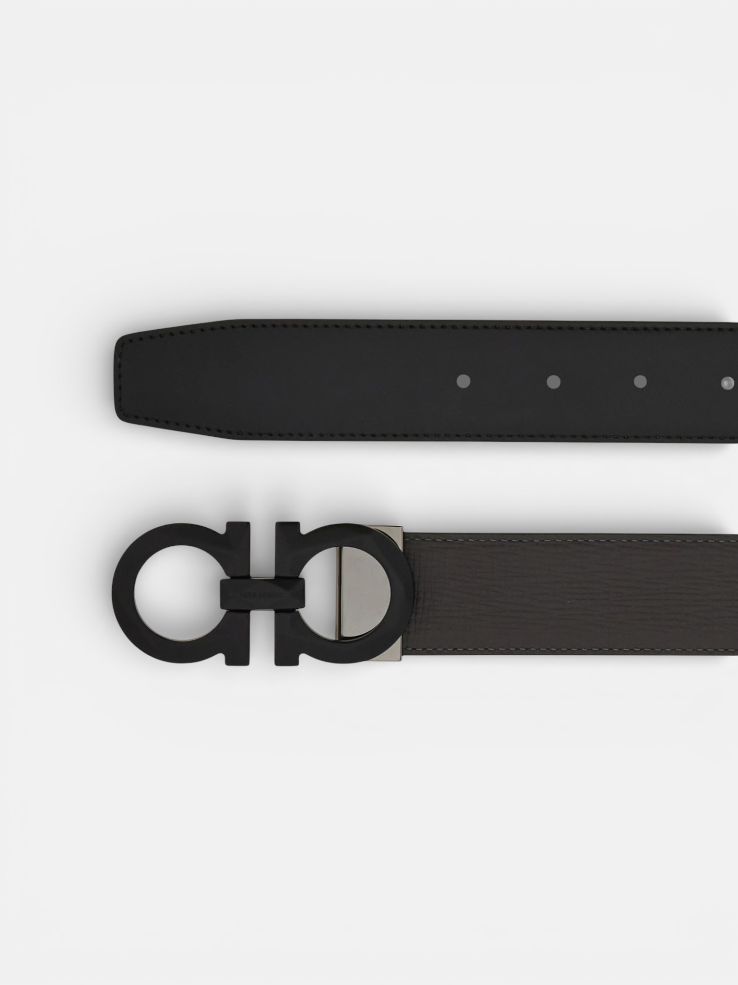 Ferregamo Ferregamo Reversible and Adjustable Belt Black Dark Rain – side profile view in premium quality with AA+ craftsmanship