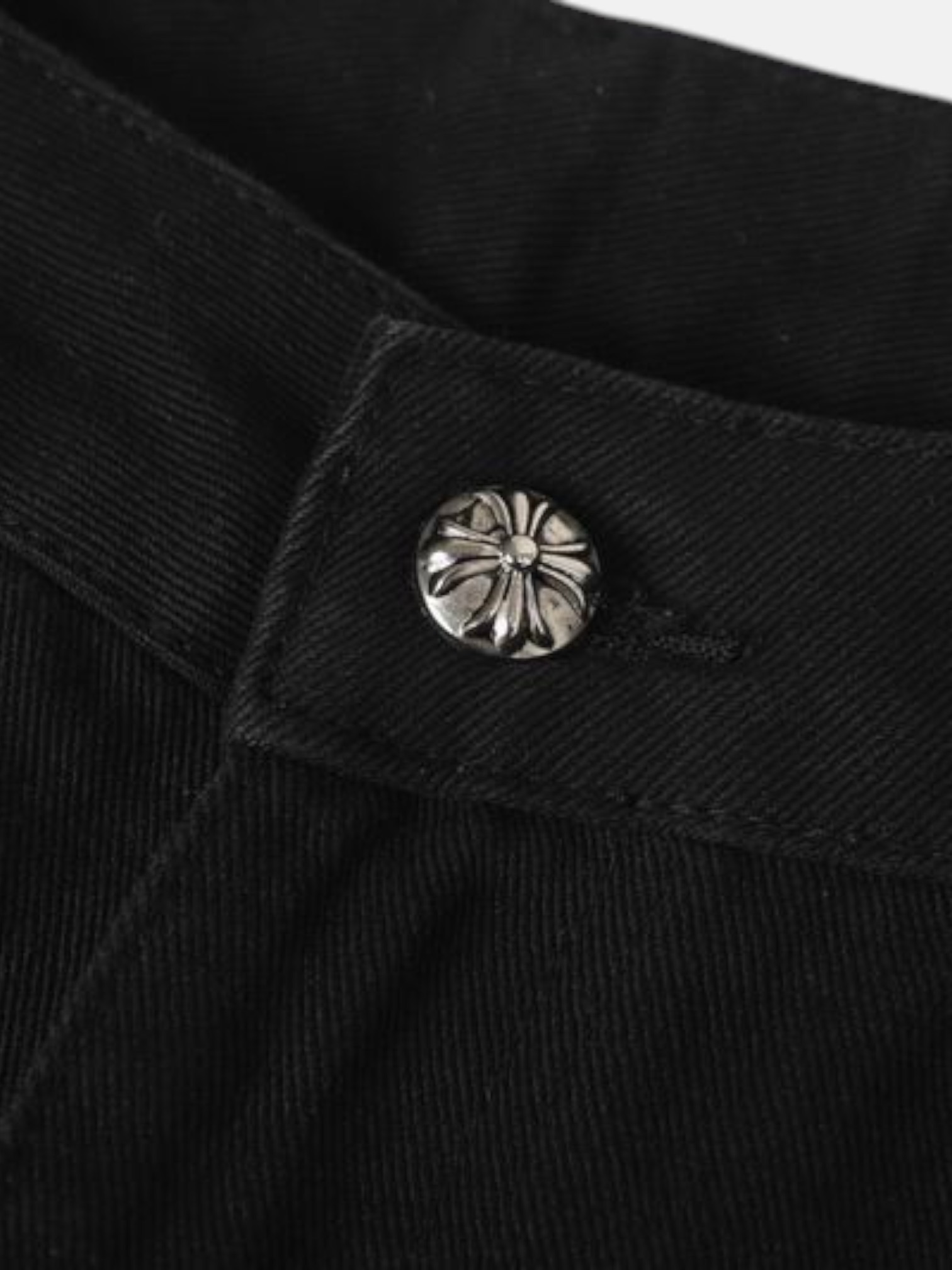 Chrome Chrome Hearts Cobalt Cross Jeans Black – detail view in premium quality with AA+ craftsmanship