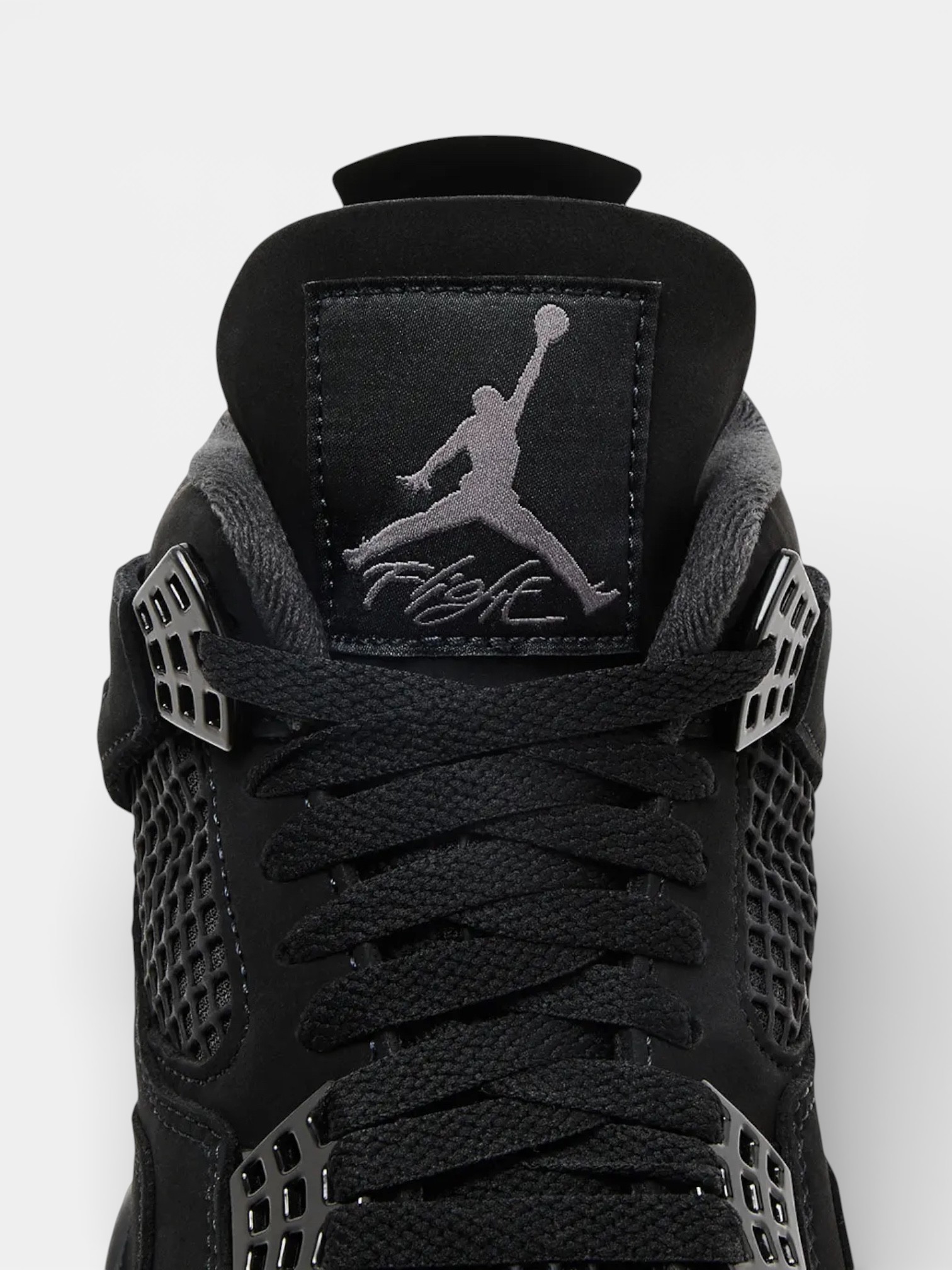 Jordan Jordan 4 Retro Black Cat – detail view in premium quality with AA+ craftsmanship