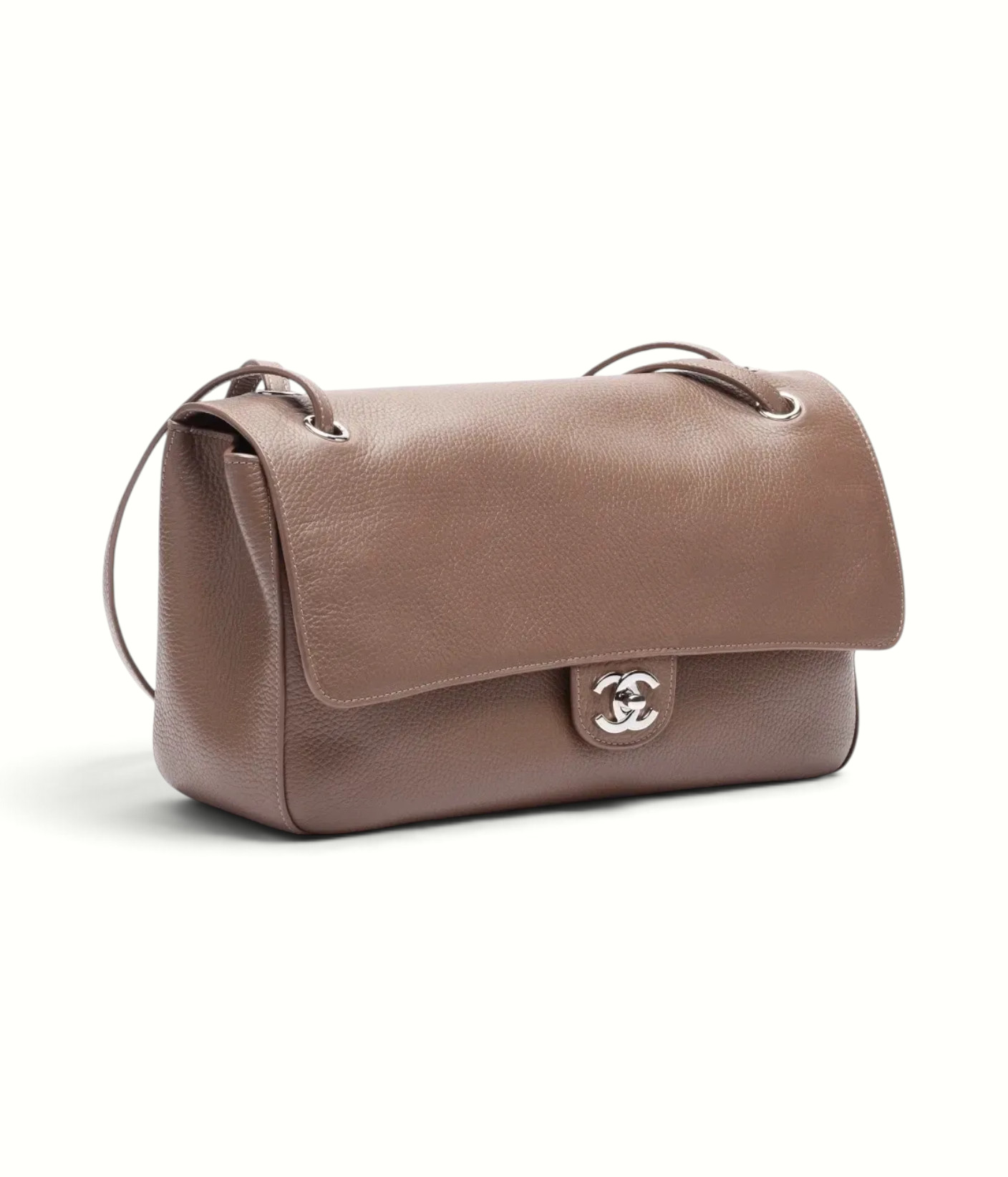 Chanel Chanel Maxi Flap Bag Light Brown Grained Calfskin & Silver Metal – back view in premium quality with AA+ craftsmanship