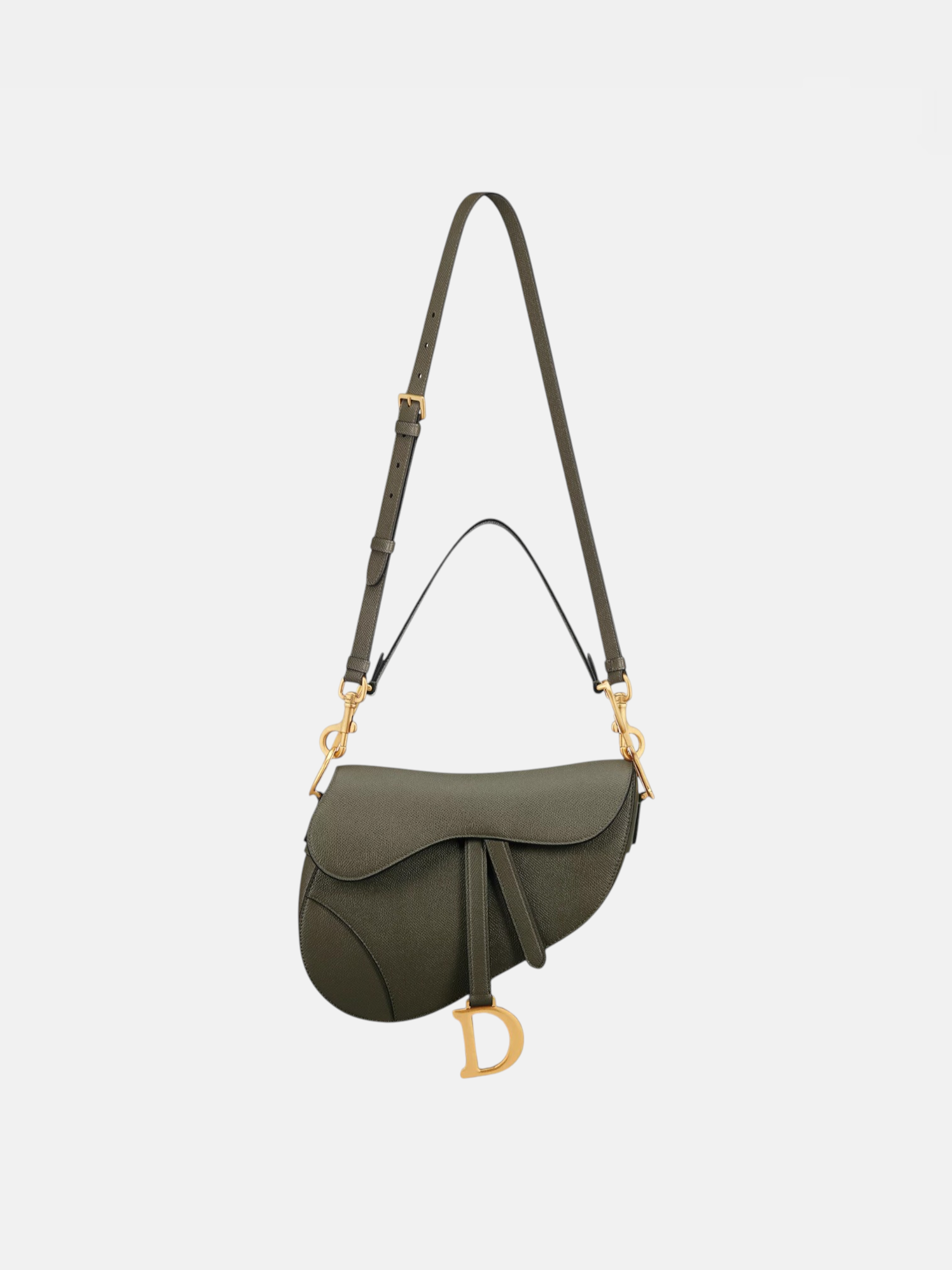Dior Dior Saddle Bag Grained Olive Green – back view in premium quality with AA+ craftsmanship