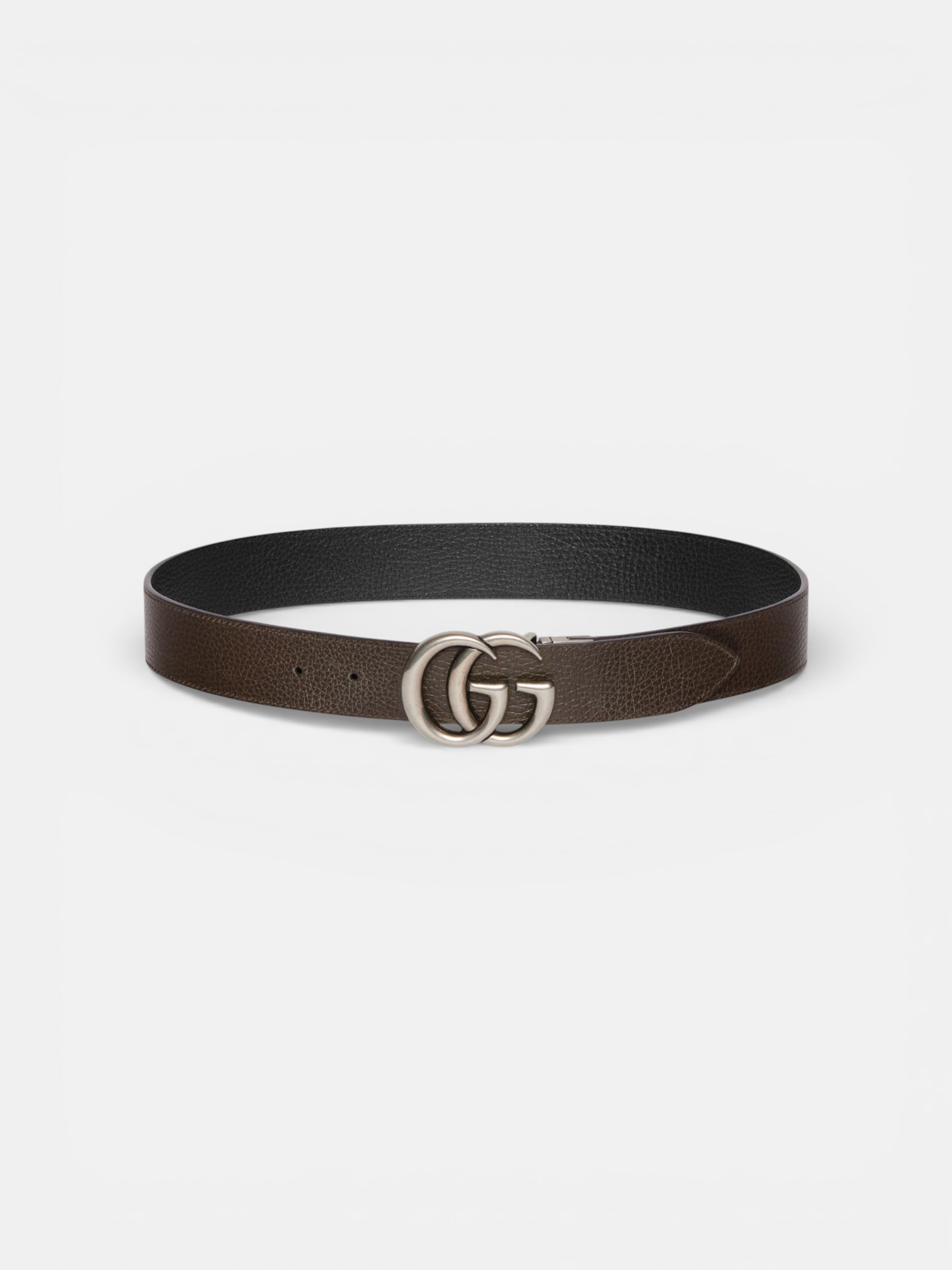 Gucci Gucci GG Marmont Reversible Belt Black Brown Leather Silver Buckle – side profile view in premium quality with AA+ craftsmanship