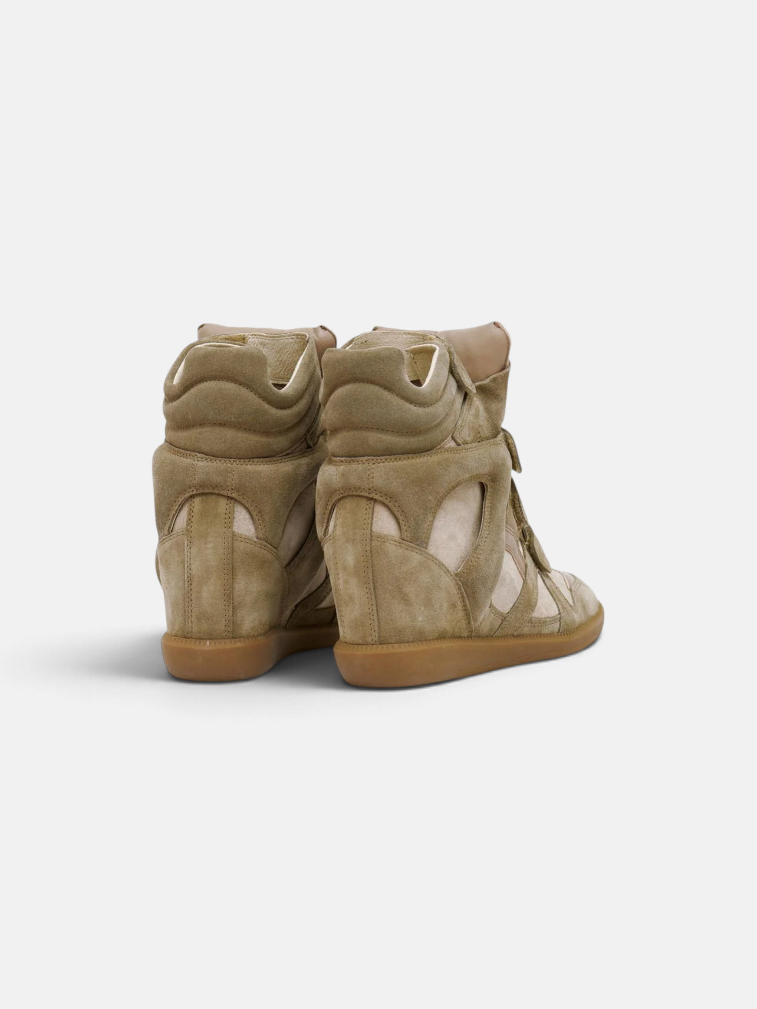 Isabel Isabel Marant Bekett Leather Wedge Sneakers Taupe – close-up detail view in premium quality with AA+ craftsmanship