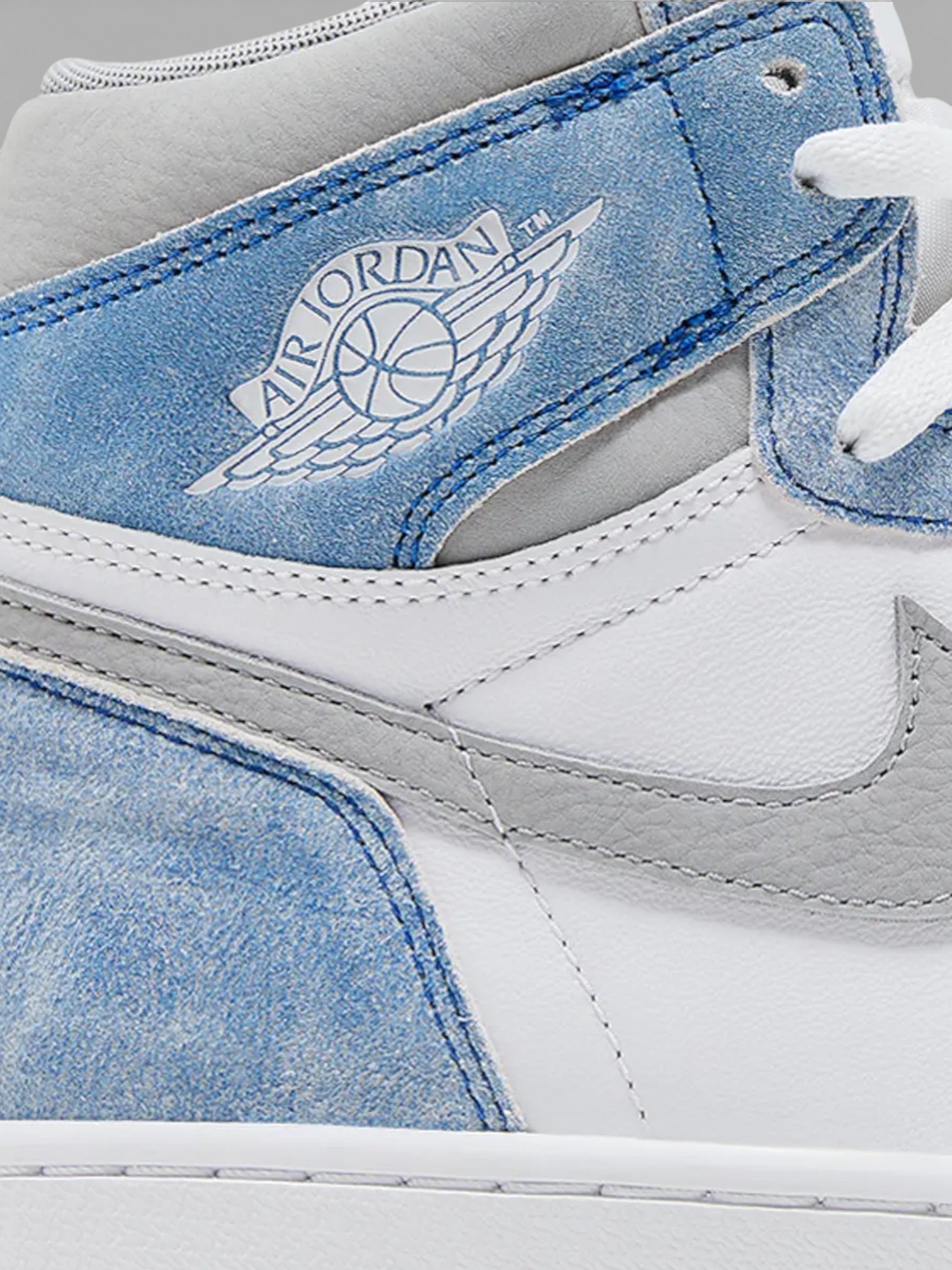 Jordan Jordan 1 Retro High Hyper Royal Smoke Grey – side profile view in premium quality with AA+ craftsmanship