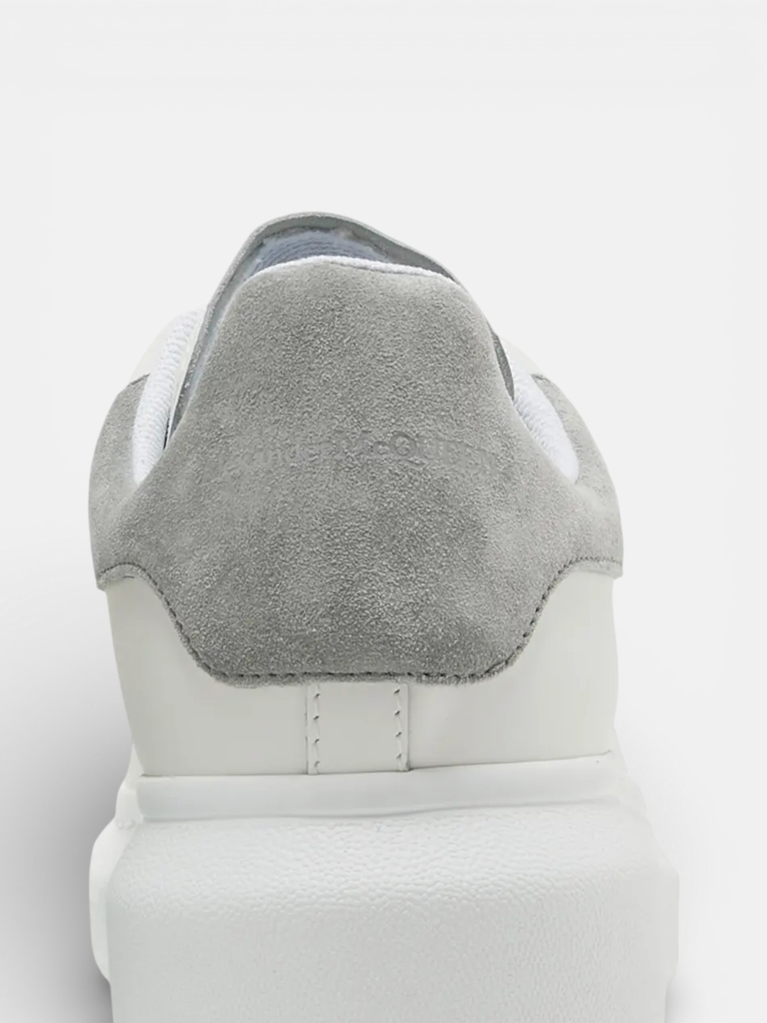 Alexander Alexander McQueen Sneaker White Grey Suede – detail view in premium quality with AA+ craftsmanship