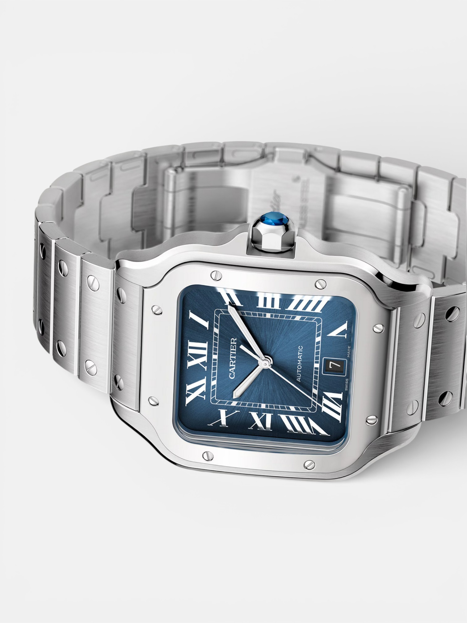 Cartier Cartier Santos Watch Blue Dial – detail view in premium quality with AA+ craftsmanship