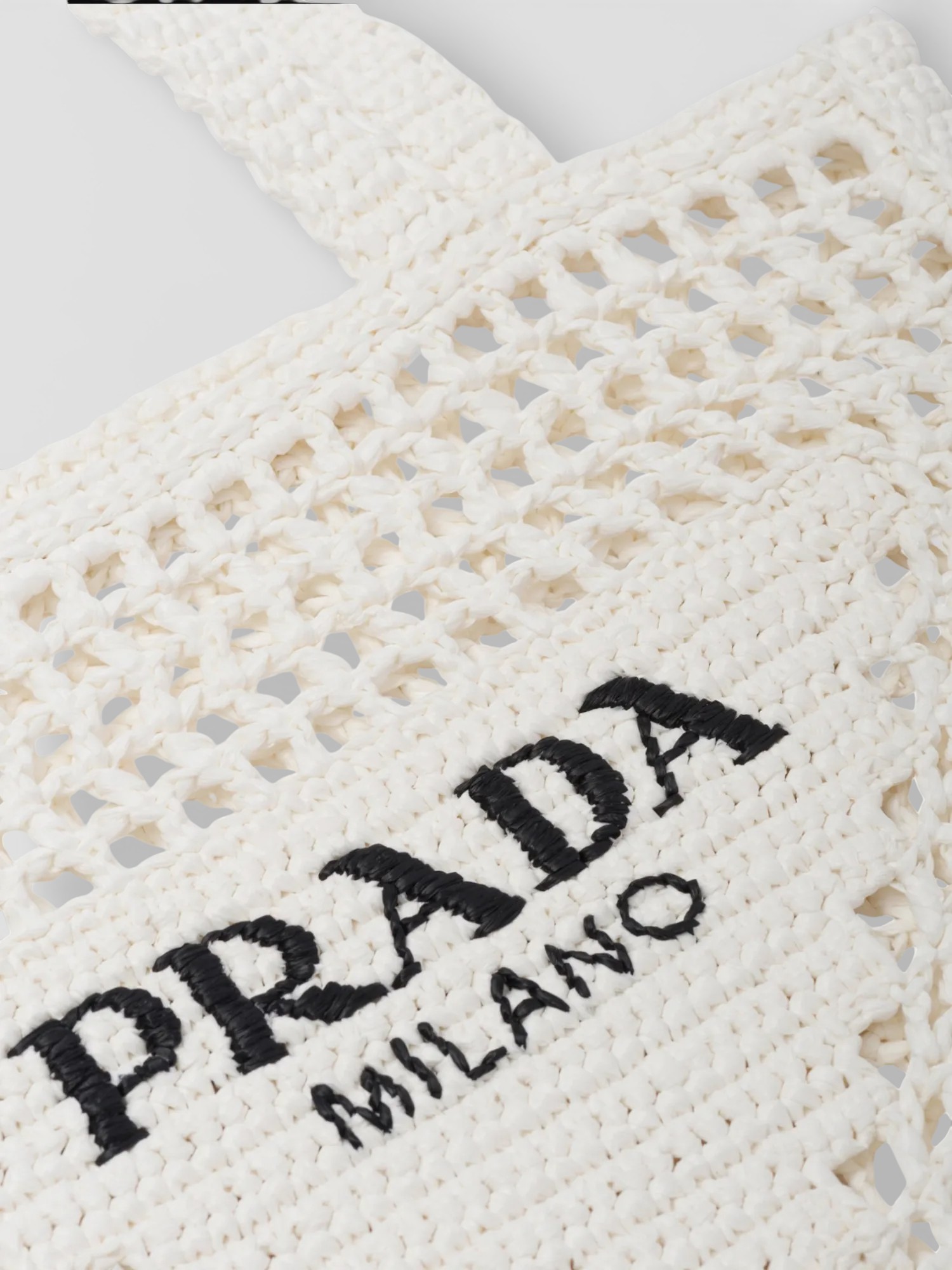 Prada Prada Crochet Tote Bag White – detail view in premium quality with AA+ craftsmanship
