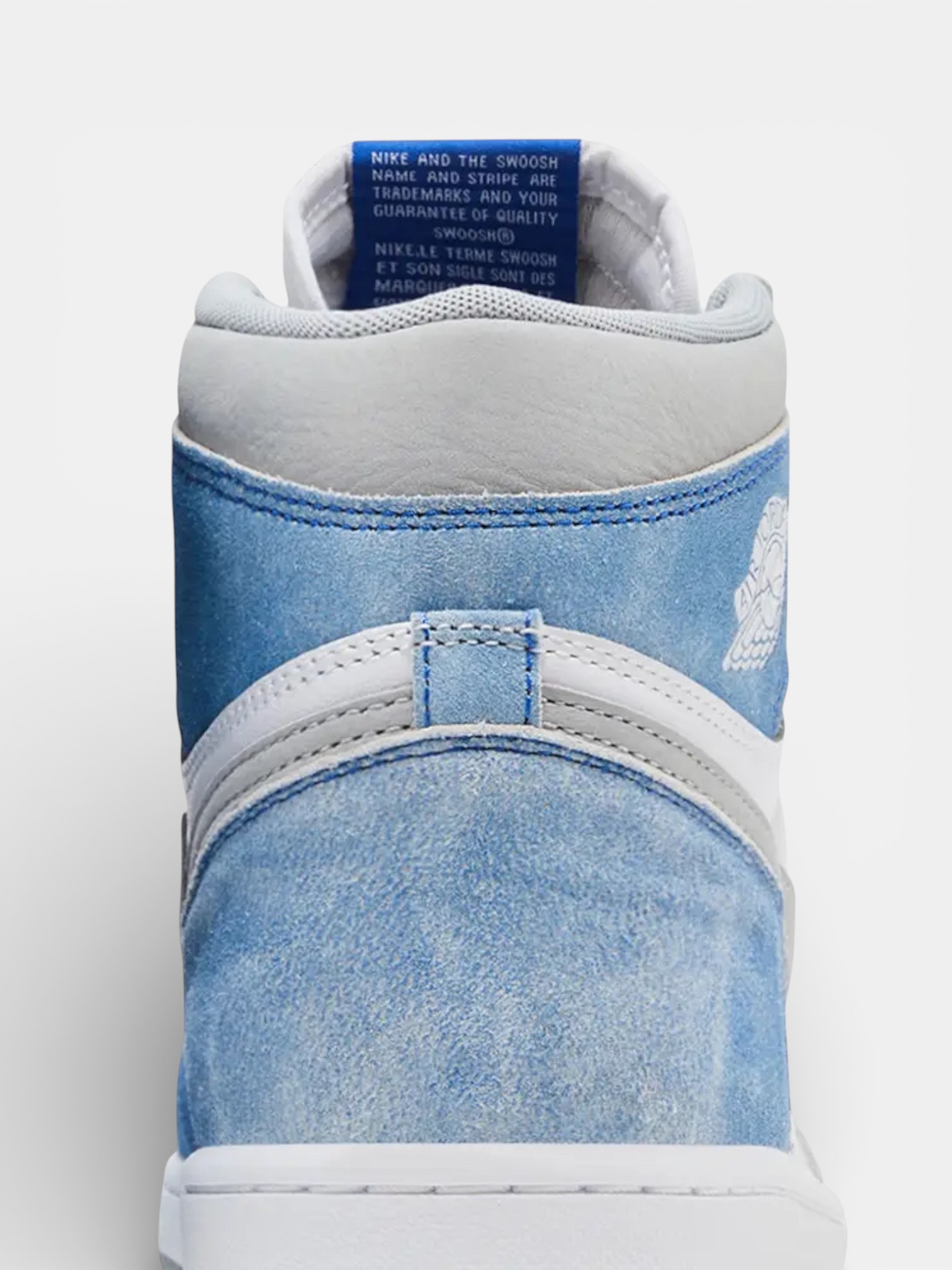 Jordan Jordan 1 Retro High Hyper Royal Smoke Grey – detail view in premium quality with AA+ craftsmanship