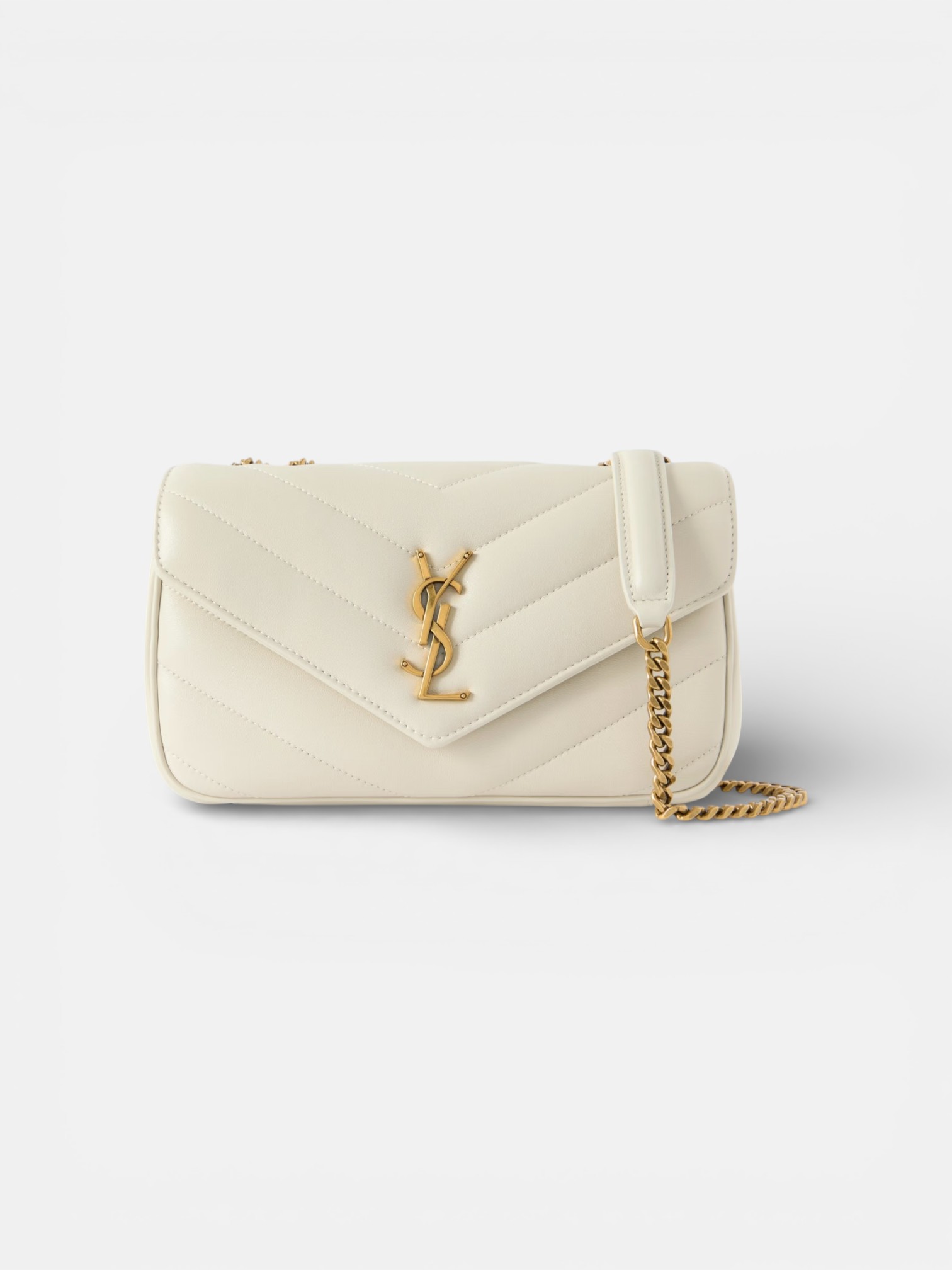 YSL LouLou Small in Cream, Front View