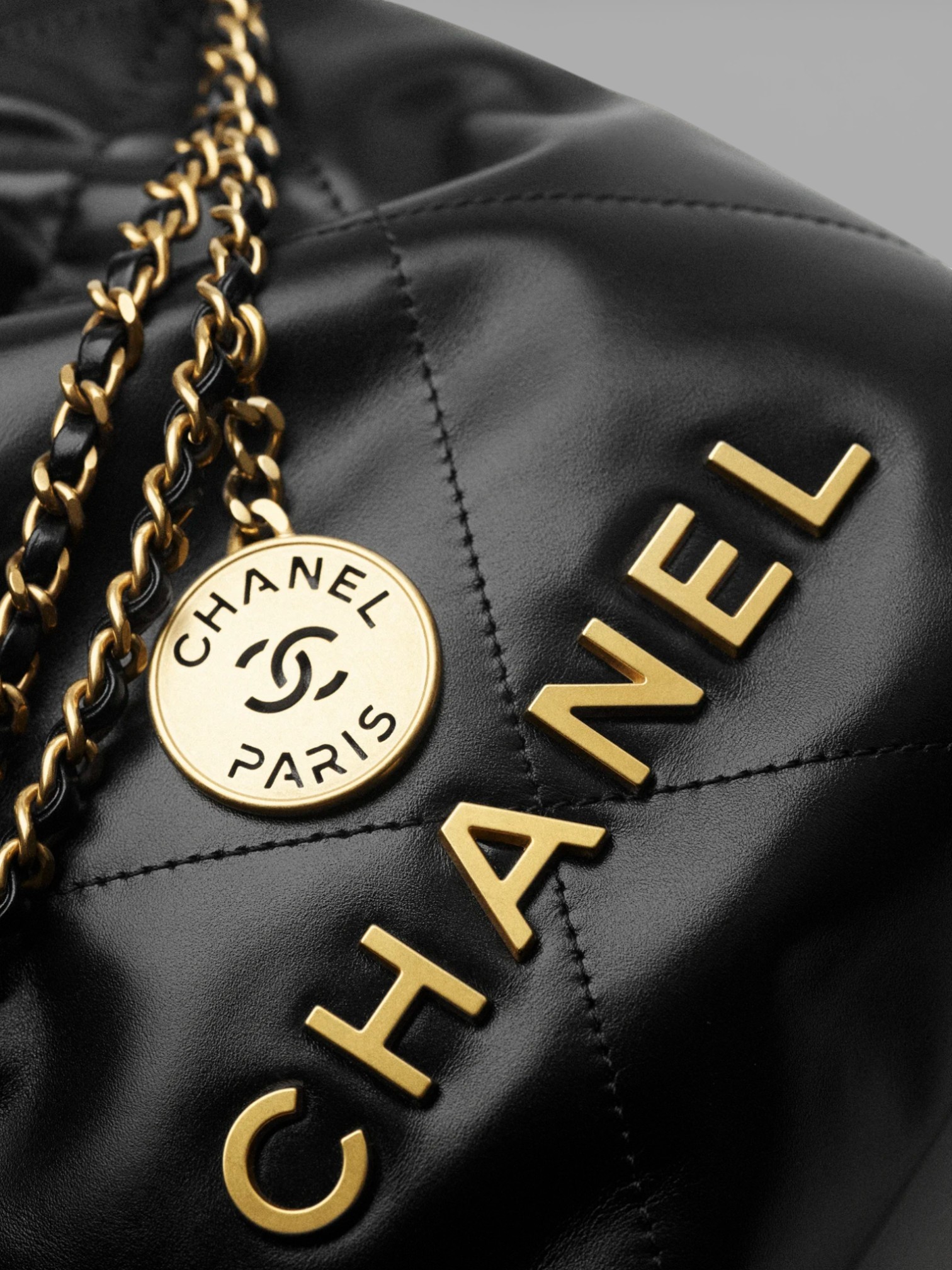 Chanel Chanel 22 Mini Handbag Black – close-up detail view in premium quality with AA+ craftsmanship