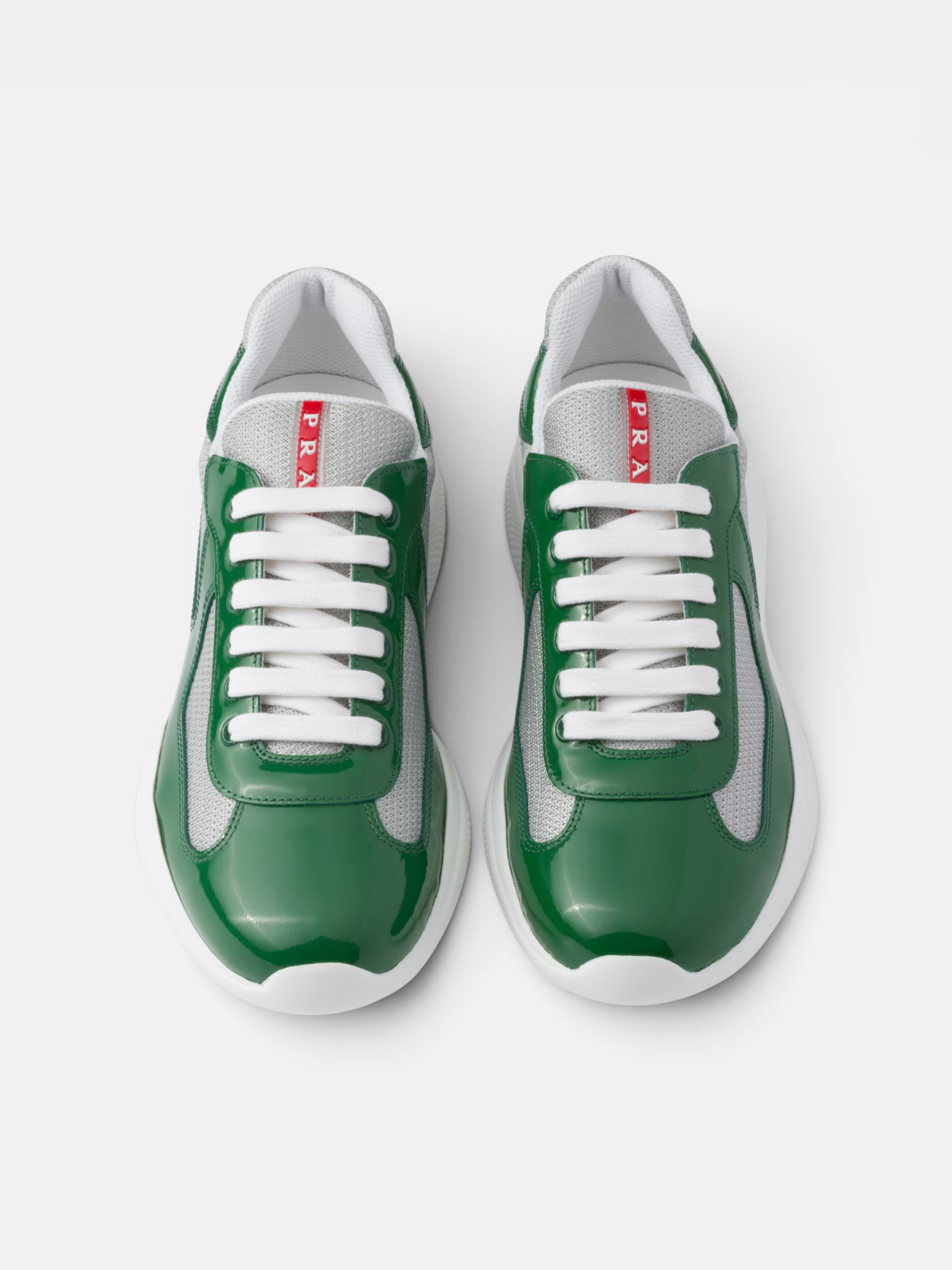 Prada Prada Cups Sneaker White Green – close-up detail view in premium quality with AA+ craftsmanship