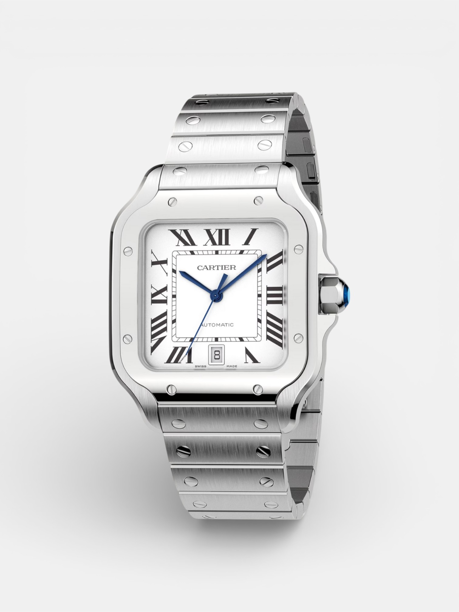 Cartier Cartier Santos Watch White Dial – side profile view in premium quality with AA+ craftsmanship