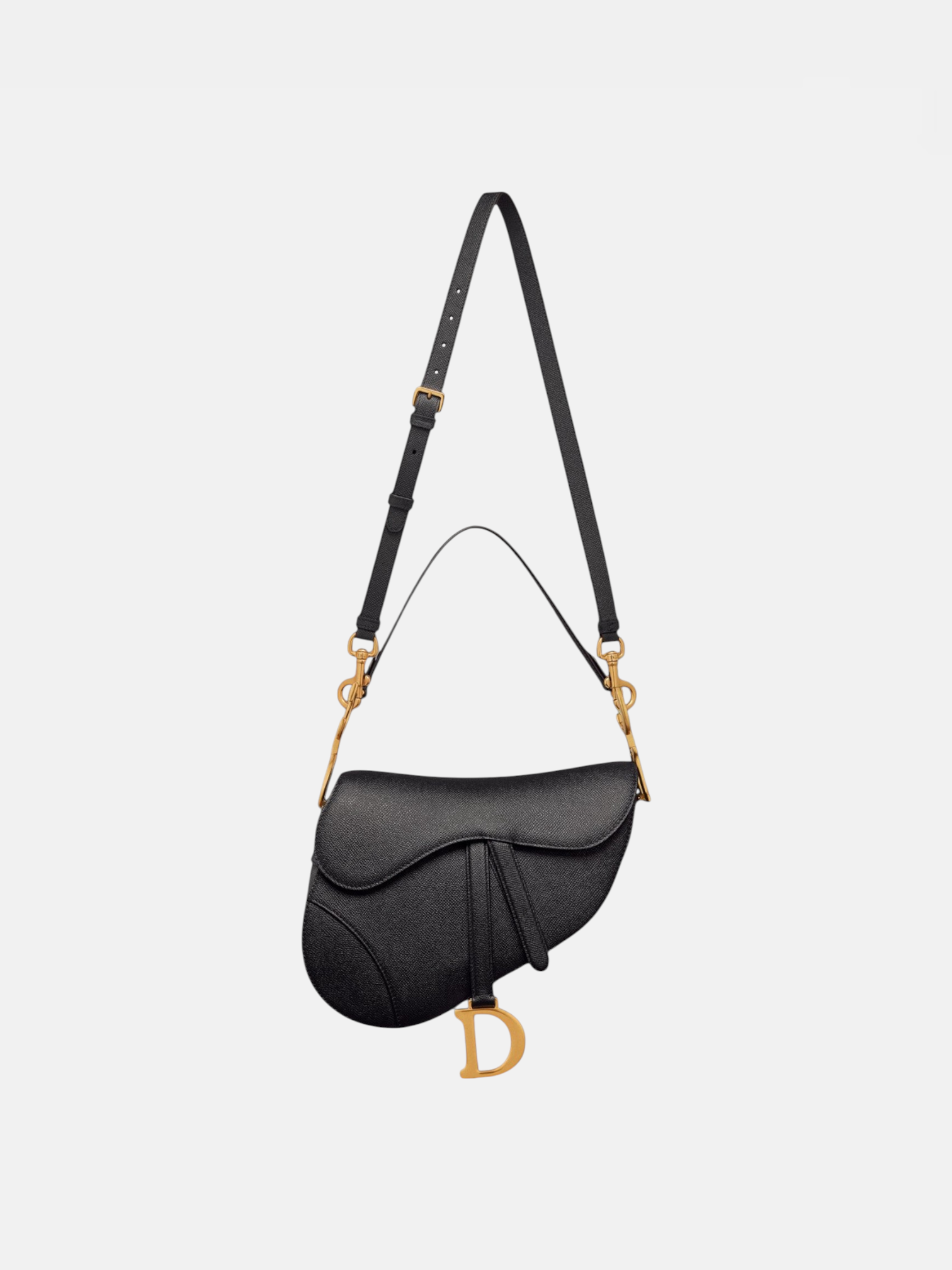 Dior Dior Saddle Bag Grained Black – detail view in premium quality with AA+ craftsmanship